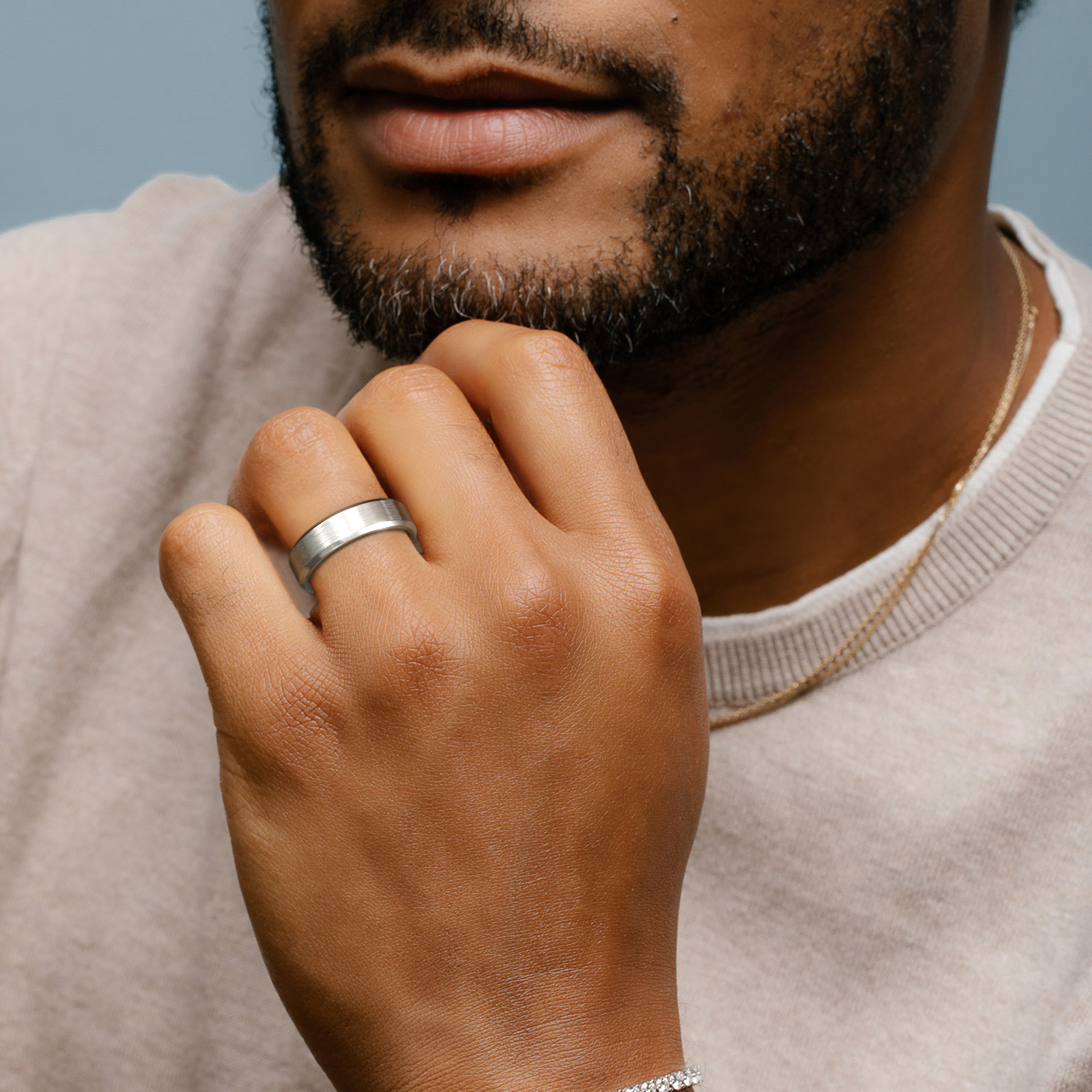 Brushed white on sale gold ring