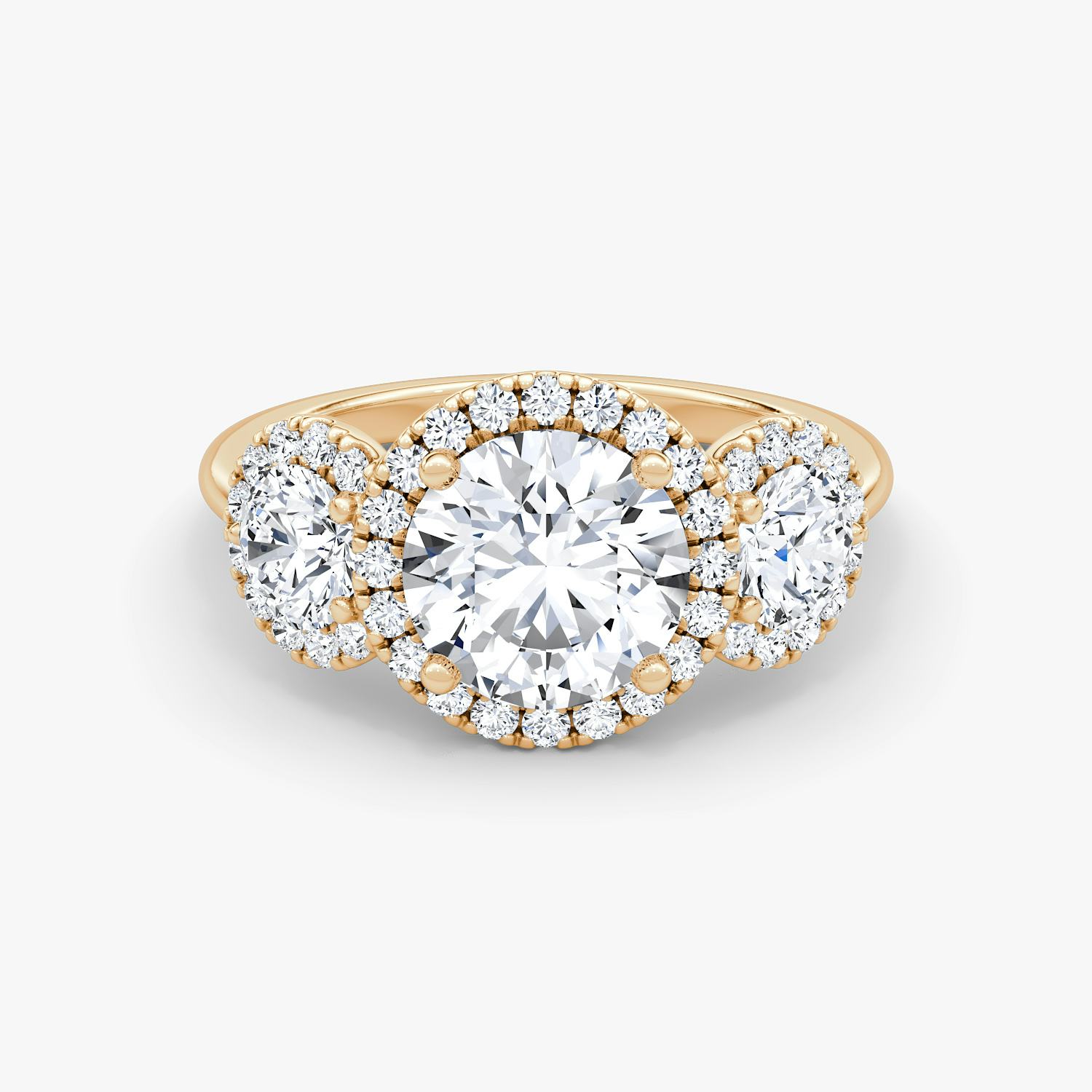 Three Stone Halo Ring