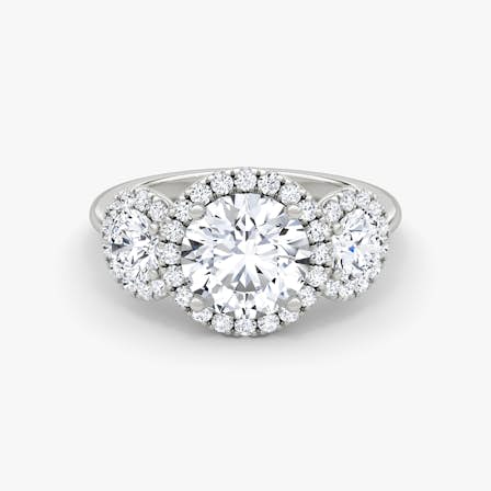Three Stone Halo Ring