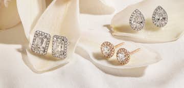 2 carat diamond halo earrings with lab-grown diamonds