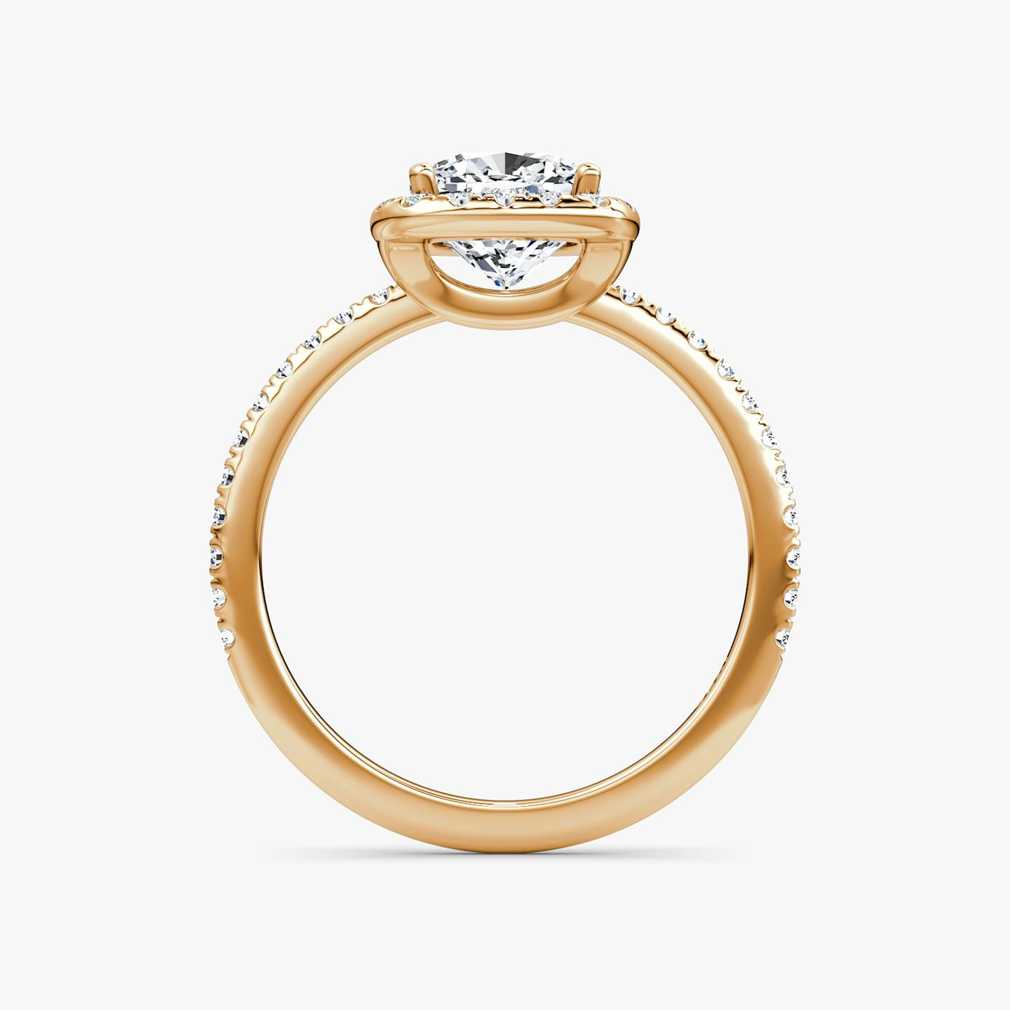 The Halo | Pavé Cushion | 14k | 14k Rose Gold | Halo: Original | Band: Pavé | Diamond orientation: vertical | Carat weight: See full inventory