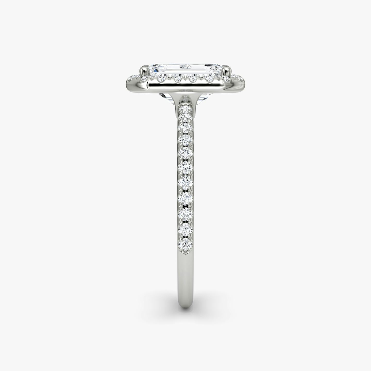 The Halo | Emerald | 18k | 18k White Gold | Halo: Original | Band: Pavé | Diamond orientation: vertical | Carat weight: See full inventory