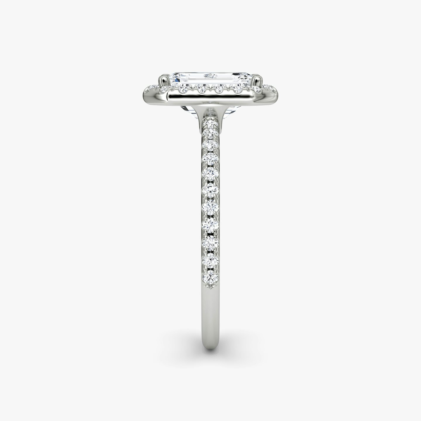 The Halo | Emerald | 18k | 18k White Gold | Halo: Original | Band: Pavé | Diamond orientation: vertical | Carat weight: See full inventory