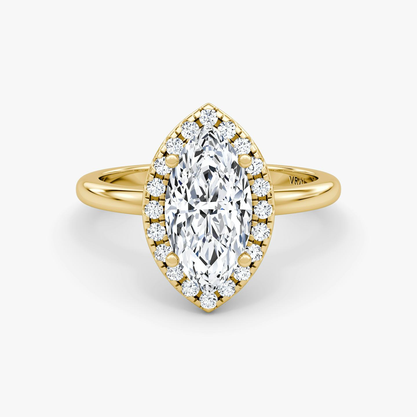 The Halo | Pavé Marquise | 18k | 18k Yellow Gold | Halo: Original | Band: Plain | Diamond orientation: vertical | Carat weight: See full inventory