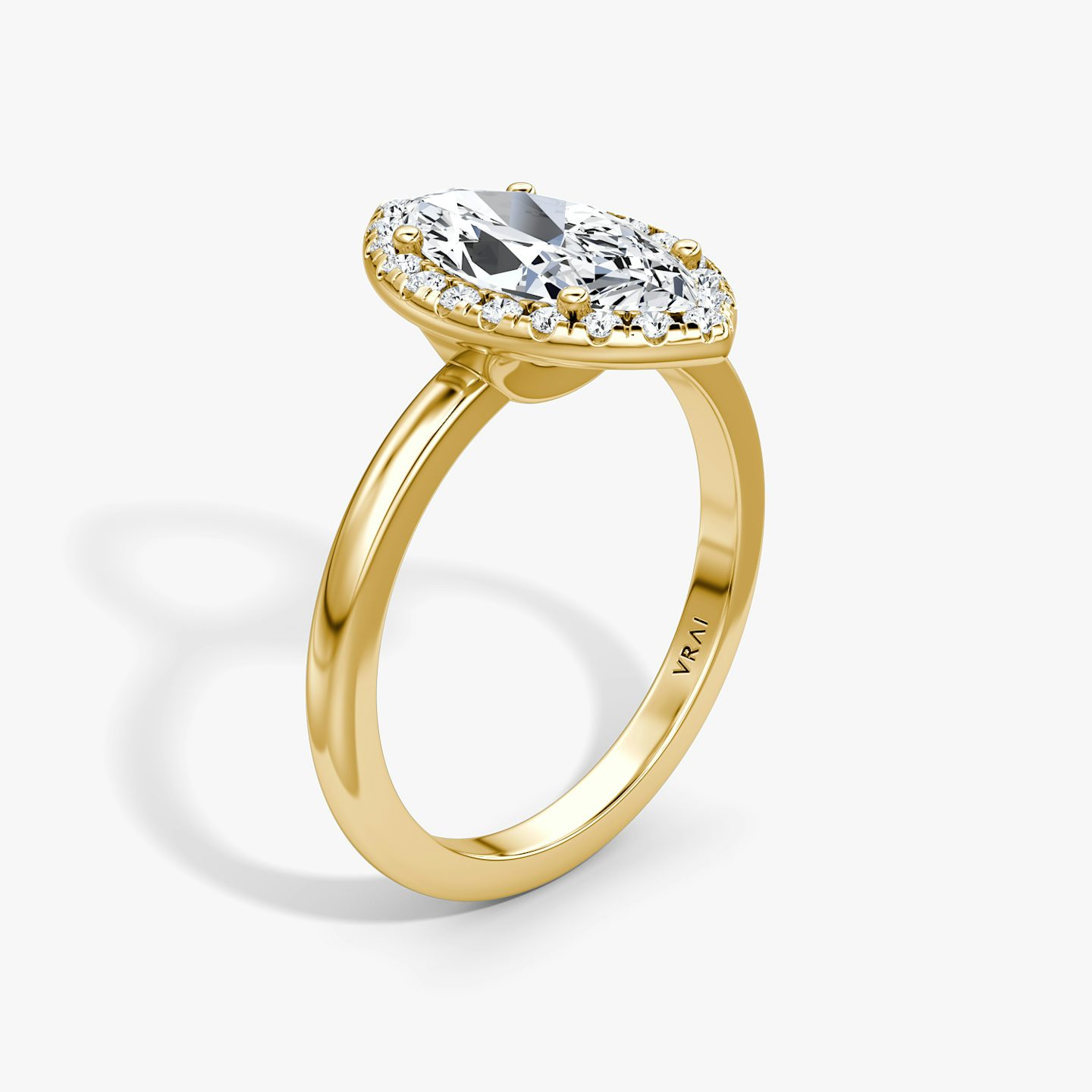 The Halo | Pavé Marquise | 18k | 18k Yellow Gold | Halo: Original | Band: Plain | Diamond orientation: vertical | Carat weight: See full inventory