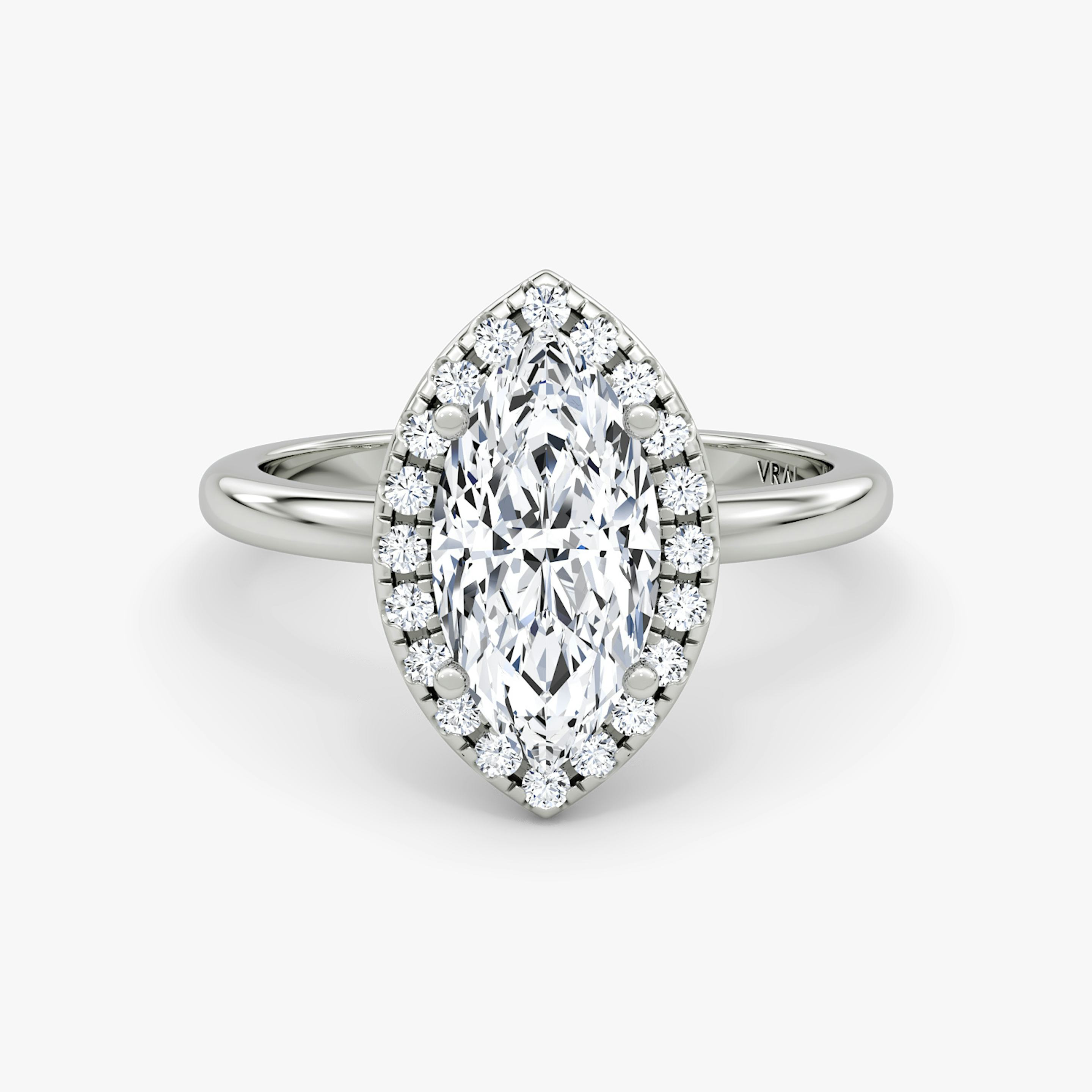 The Halo | Pavé Marquise | 18k | 18k White Gold | Halo: Original | Band: Plain | Diamond orientation: vertical | Carat weight: See full inventory