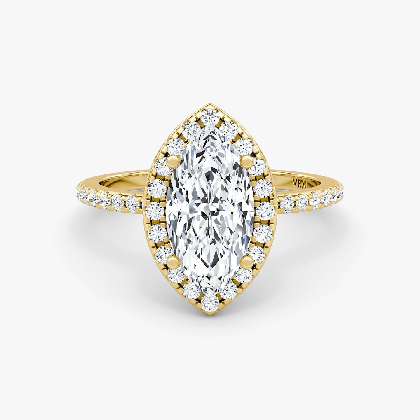 The Halo | Pavé Marquise | 18k | 18k Yellow Gold | Halo: Original | Band: Pavé | Diamond orientation: vertical | Carat weight: See full inventory