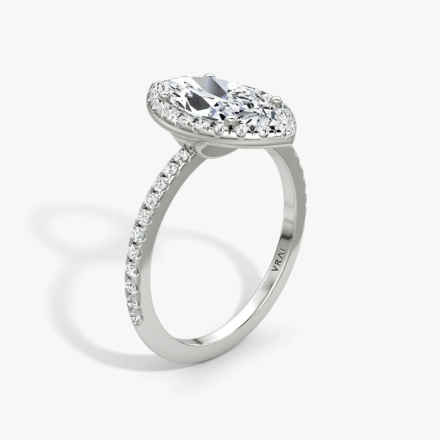 The Halo | Pavé Marquise | 18k | 18k White Gold | Halo: Original | Band: Pavé | Diamond orientation: vertical | Carat weight: See full inventory