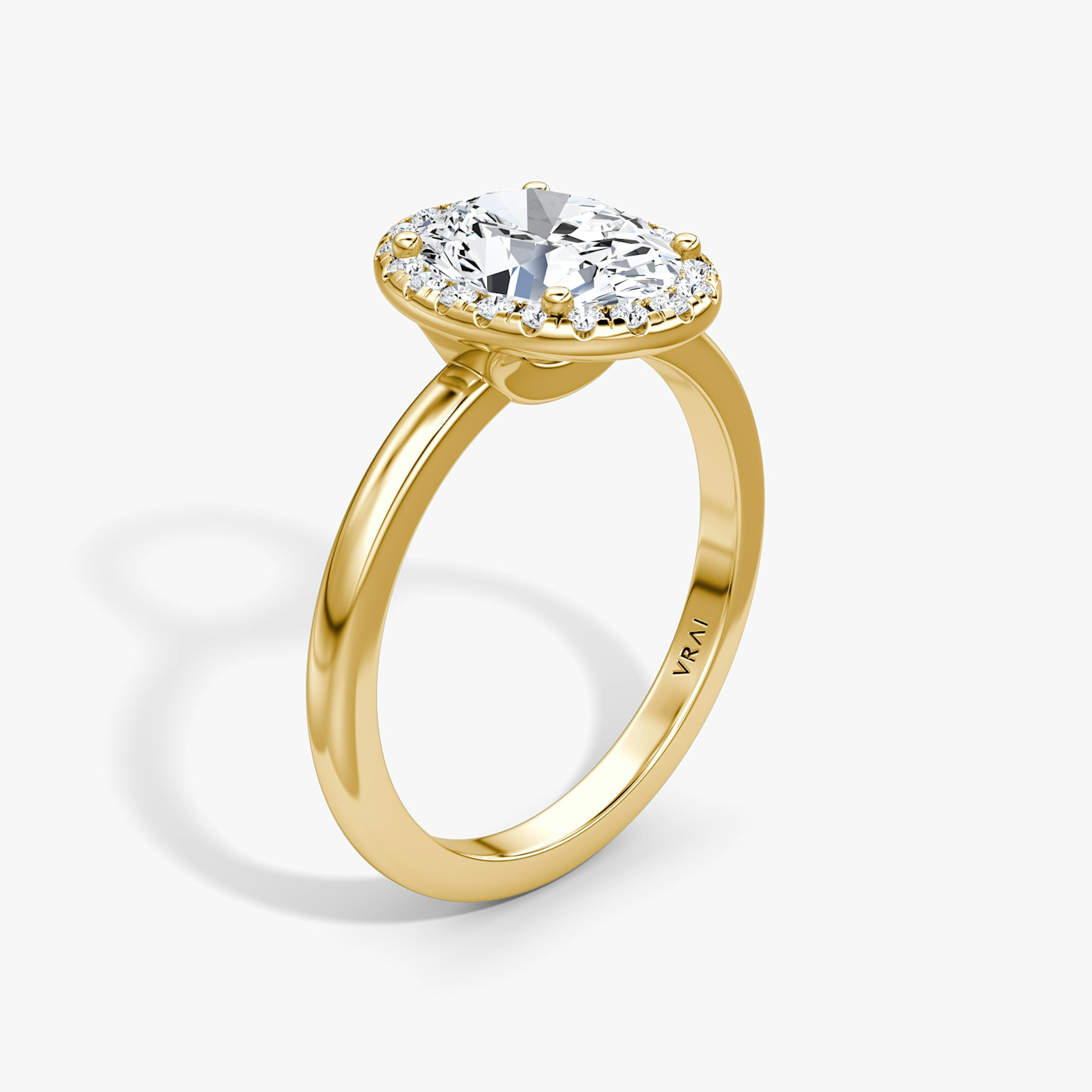 The Halo | Oval | 18k | 18k Yellow Gold | Halo: Original | Band: Plain | Diamond orientation: vertical | Carat weight: See full inventory
