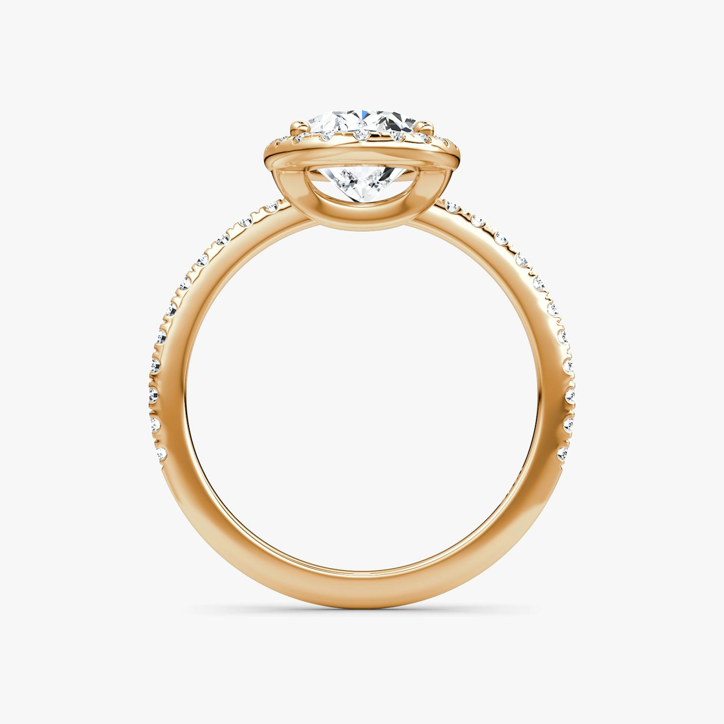 The Halo | Oval | 14k | 14k Rose Gold | Halo: Original | Band: Pavé | Diamond orientation: vertical | Carat weight: See full inventory