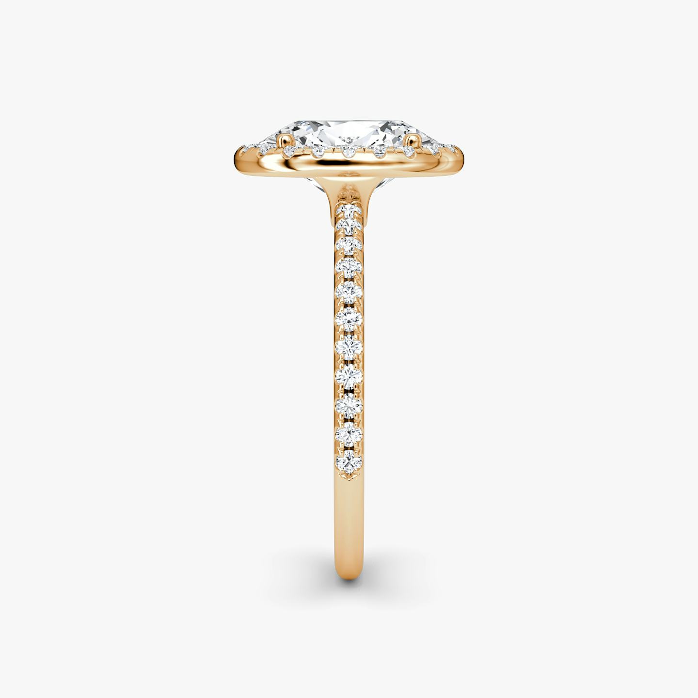 The Halo | Oval | 14k | 14k Rose Gold | Halo: Original | Band: Pavé | Diamond orientation: vertical | Carat weight: See full inventory