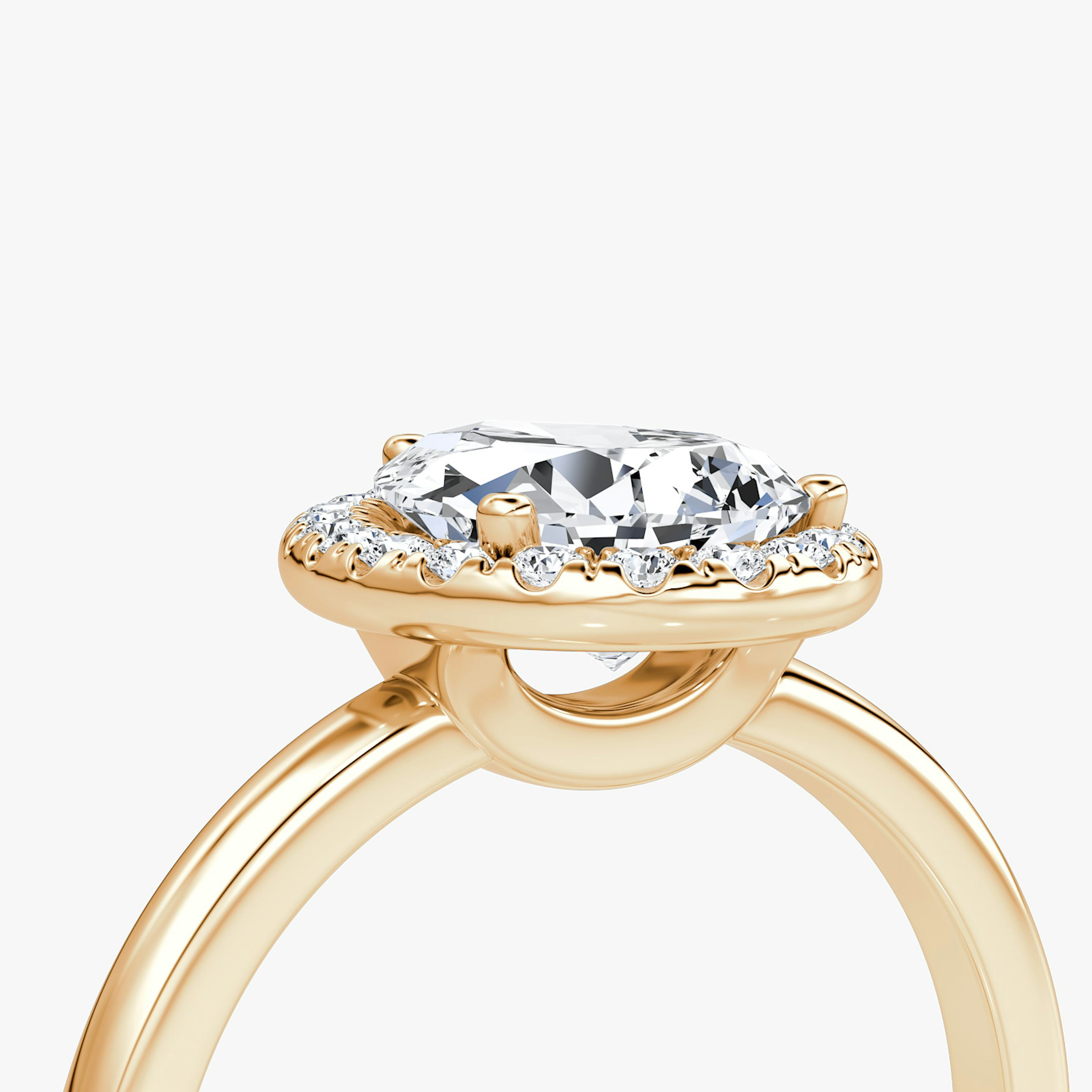 The Halo | Pear | 14k | 14k Rose Gold | Halo: Original | Band: Plain | Diamond orientation: vertical | Carat weight: See full inventory