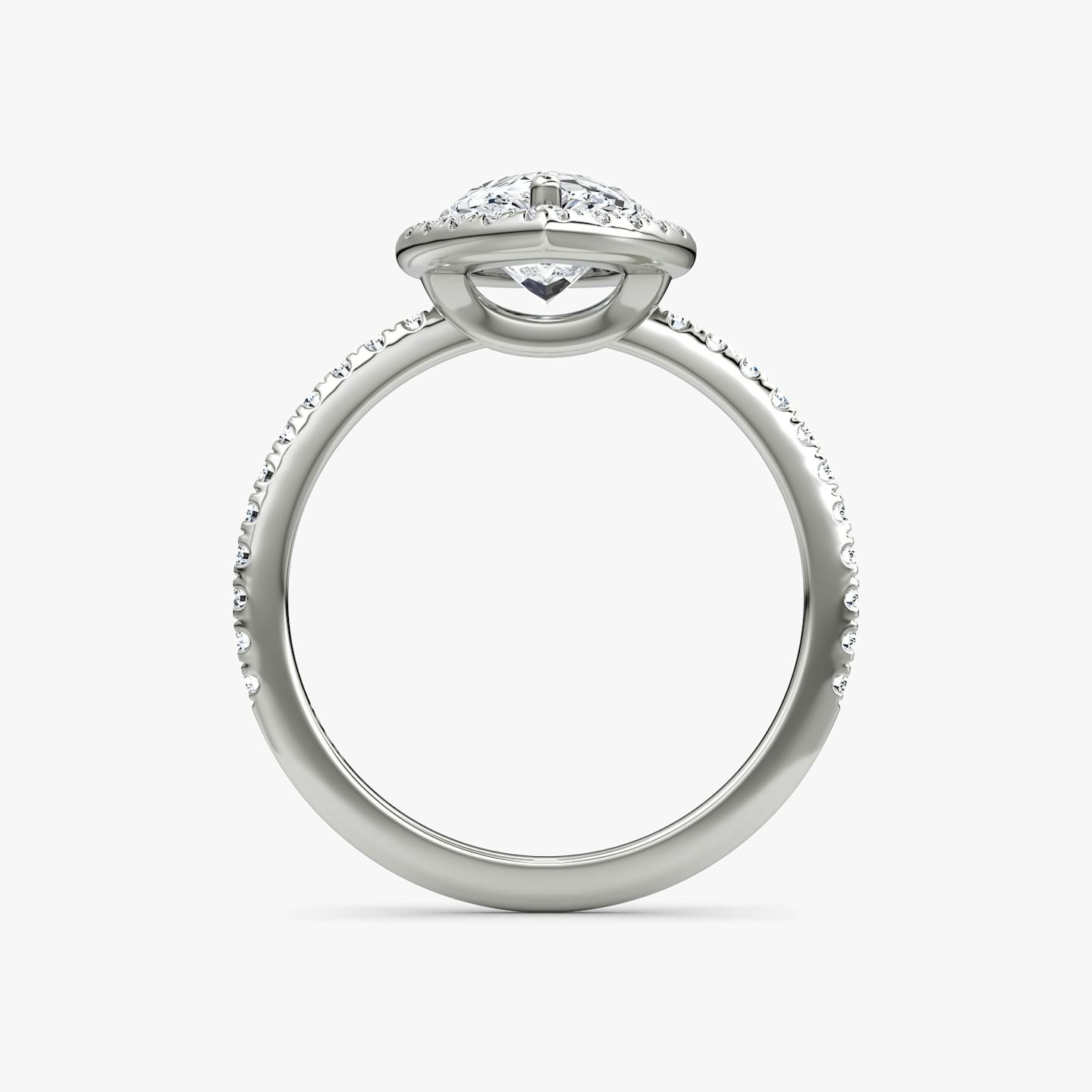 The Halo | Pear | Platinum | Halo: Original | Band: Pavé | Diamond orientation: vertical | Carat weight: See full inventory