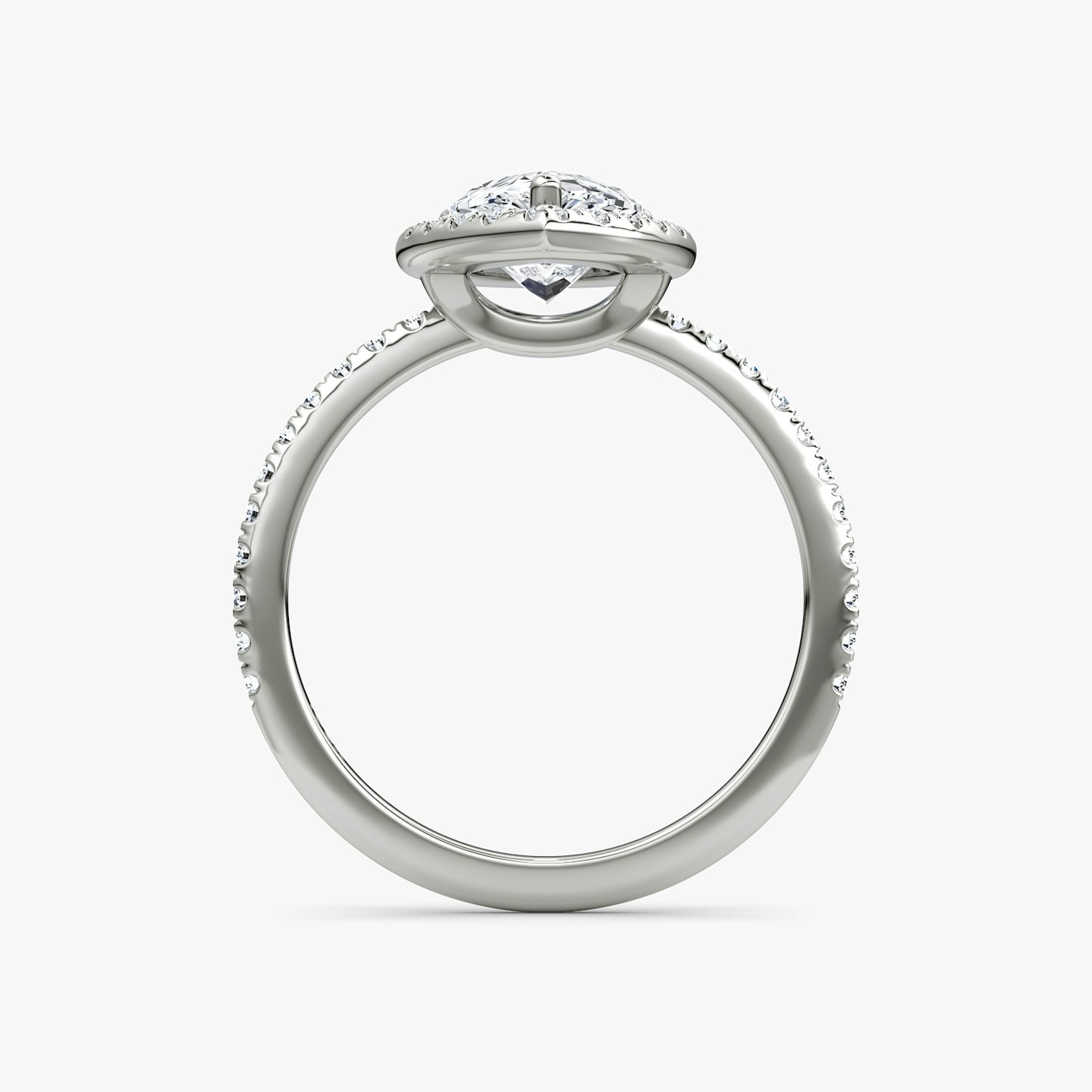The Halo | Pear | Platinum | Halo: Original | Band: Pavé | Diamond orientation: vertical | Carat weight: See full inventory