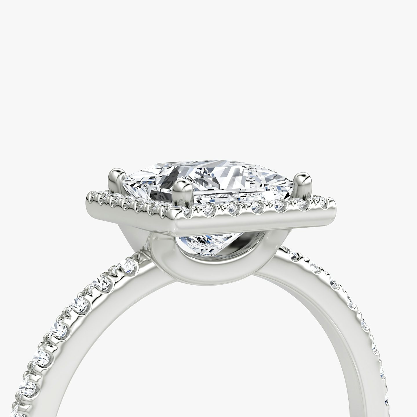 The Halo | Princess | 18k | 18k White Gold | Halo: Original | Band: Pavé | Diamond orientation: vertical | Carat weight: See full inventory