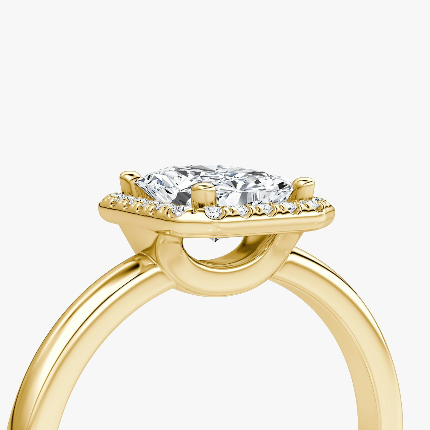 The Halo | Radiant | 18k | 18k Yellow Gold | Halo: Original | Band: Plain | Diamond orientation: vertical | Carat weight: See full inventory
