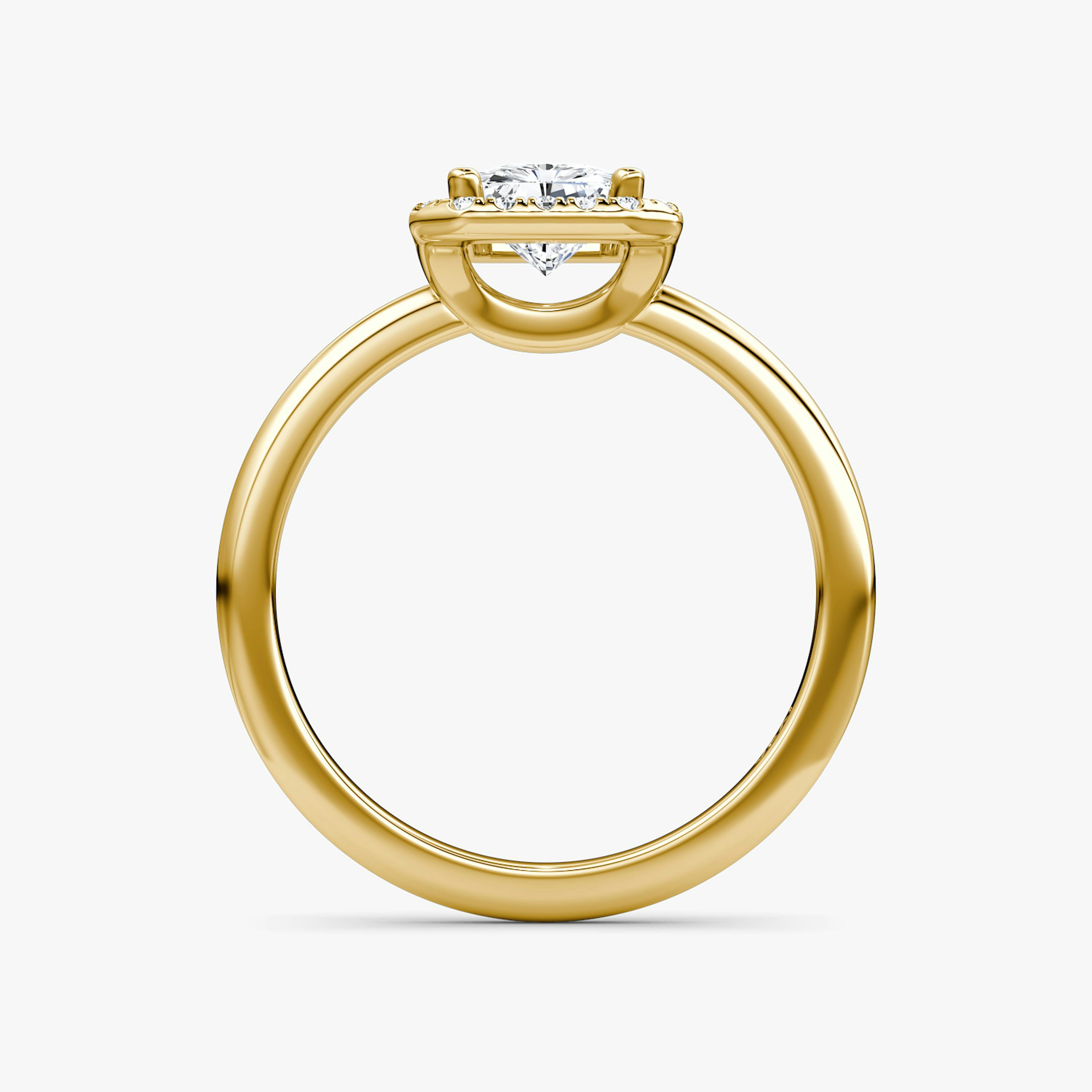 The Halo | Radiant | 18k | 18k Yellow Gold | Halo: Original | Band: Plain | Diamond orientation: vertical | Carat weight: See full inventory