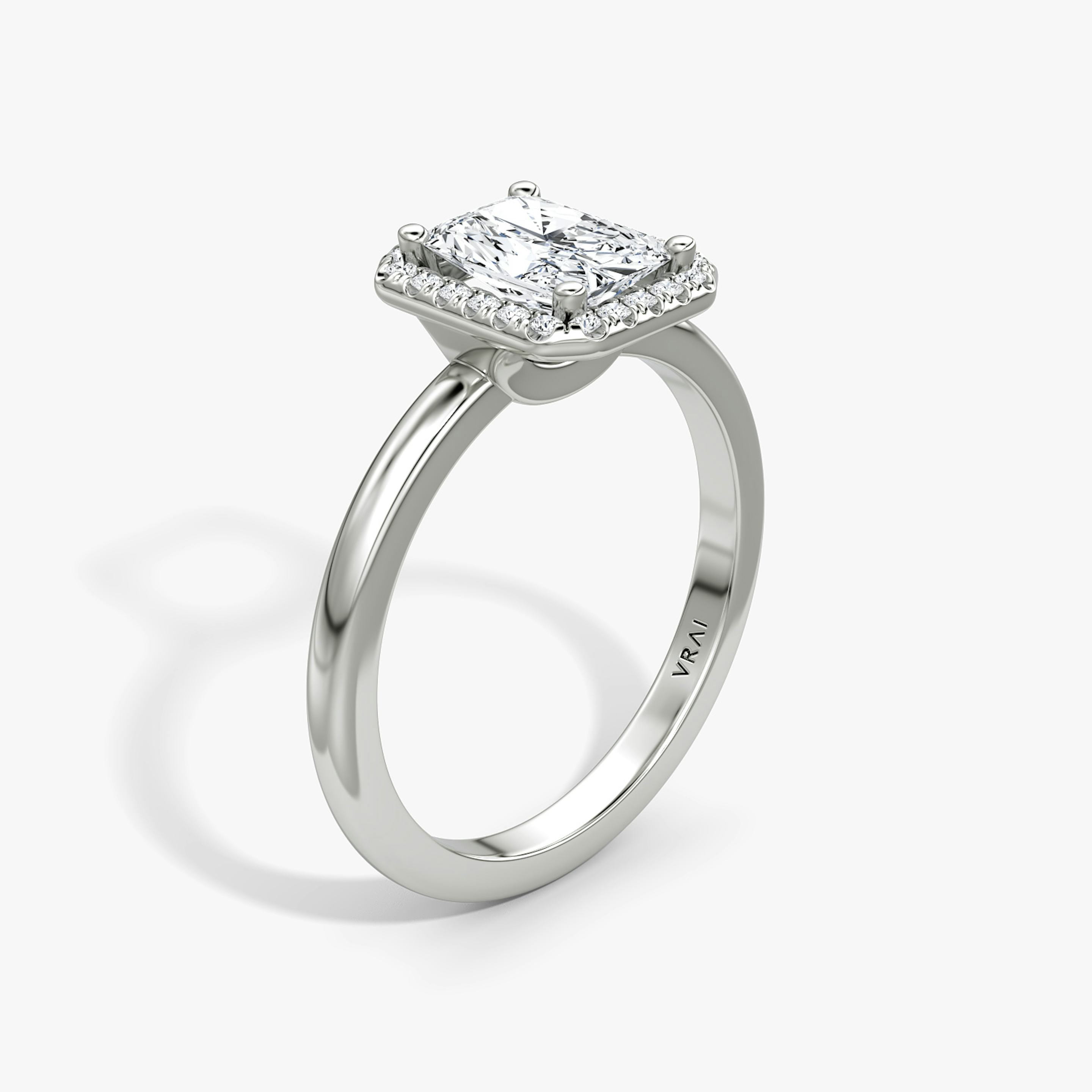 The Halo | Radiant | 18k | 18k White Gold | Halo: Original | Band: Plain | Diamond orientation: vertical | Carat weight: See full inventory