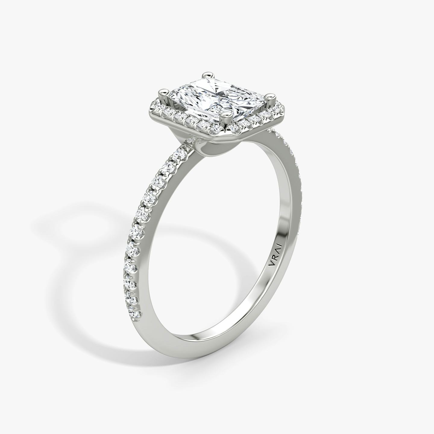 The Halo | Radiant | 18k | 18k White Gold | Halo: Original | Band: Pavé | Diamond orientation: vertical | Carat weight: See full inventory
