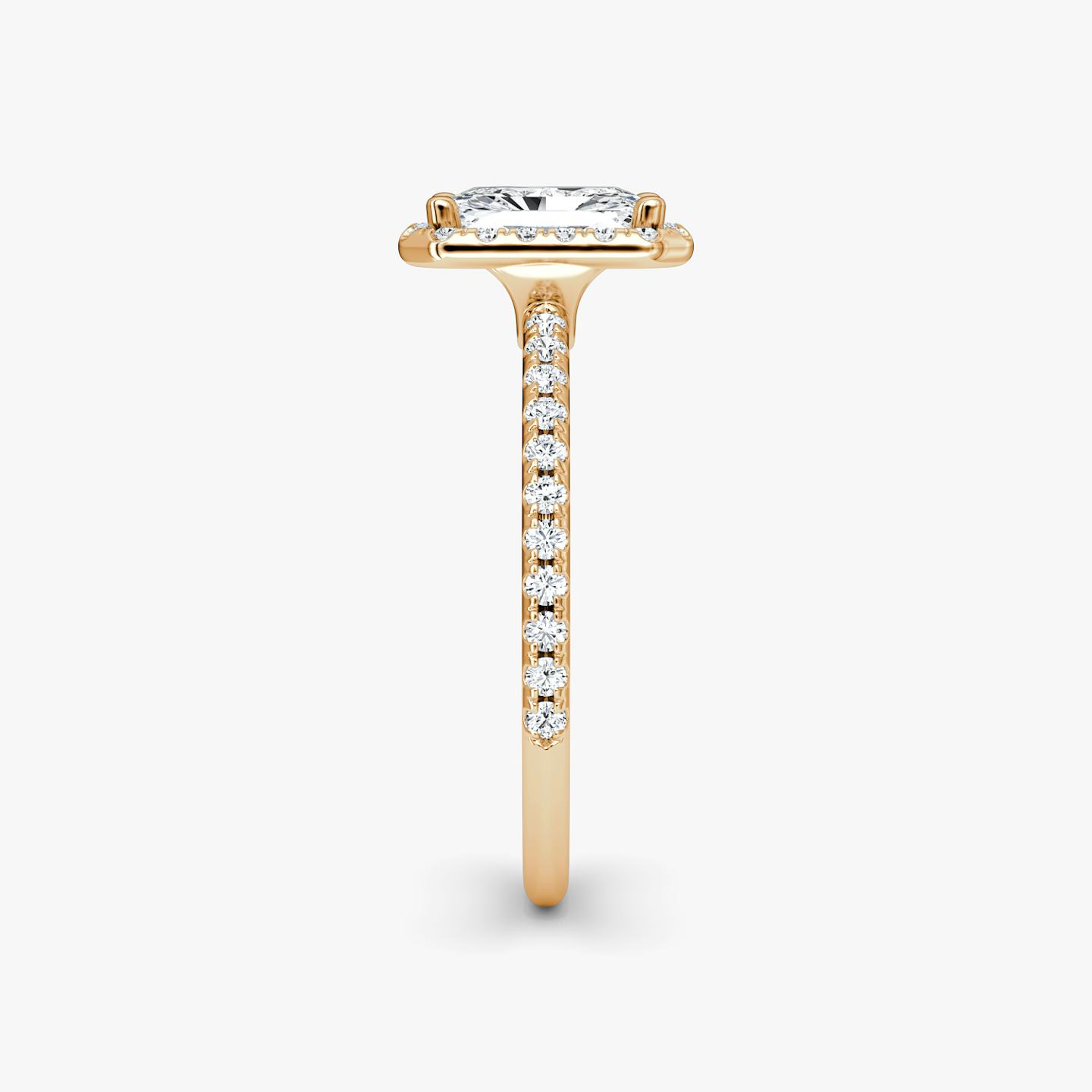 The Halo | Radiant | 14k | 14k Rose Gold | Halo: Original | Band: Pavé | Diamond orientation: vertical | Carat weight: See full inventory
