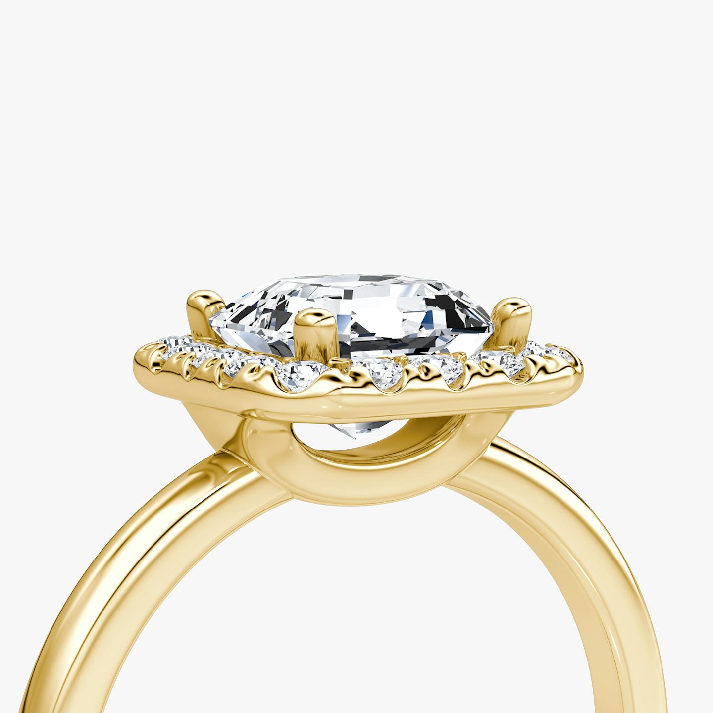 The Halo | Asscher | 18k | 18k Yellow Gold | Halo: Large | Band: Plain | Diamond orientation: vertical | Carat weight: See full inventory