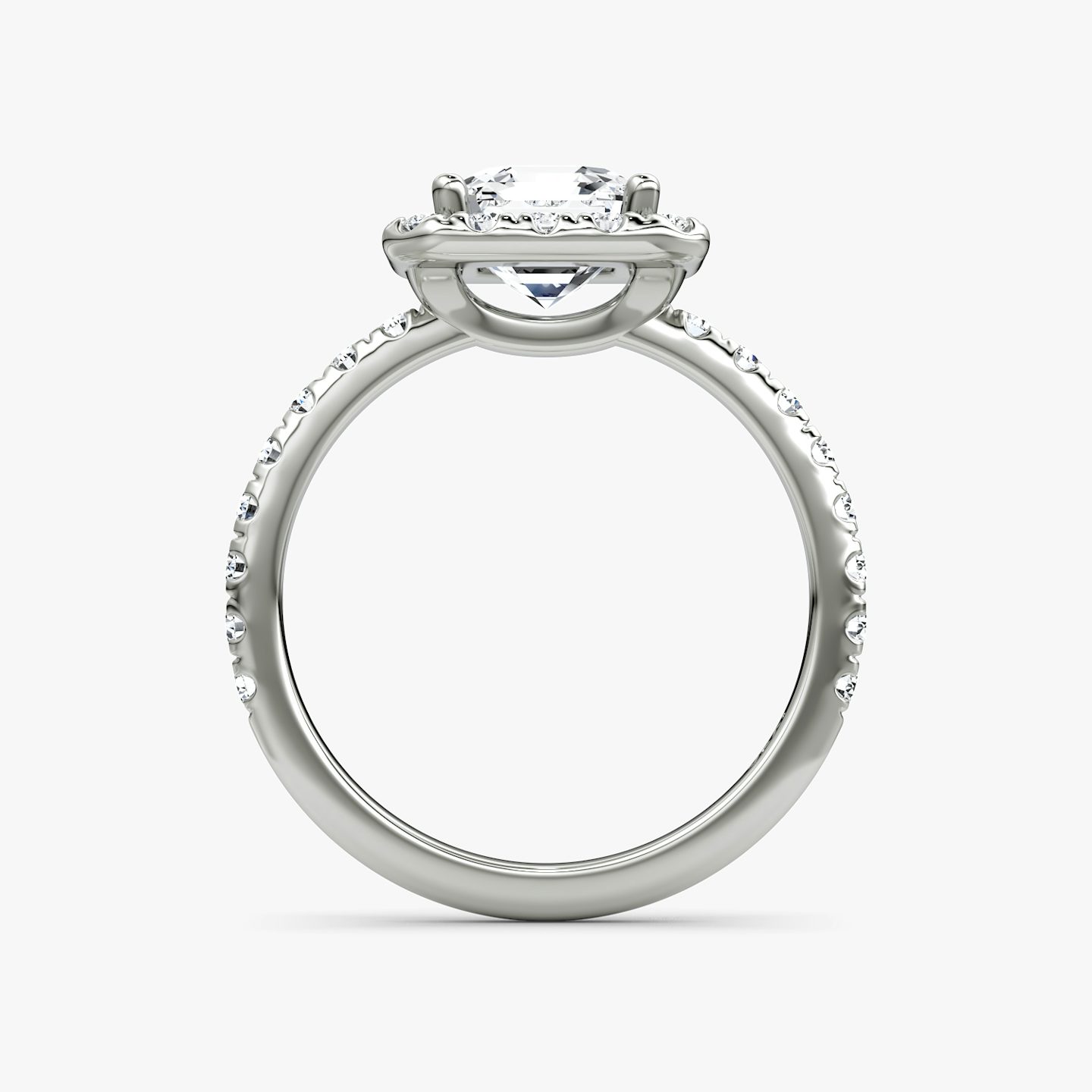 The Halo | Asscher | 18k | 18k White Gold | Halo: Large | Band: Pavé | Diamond orientation: vertical | Carat weight: See full inventory