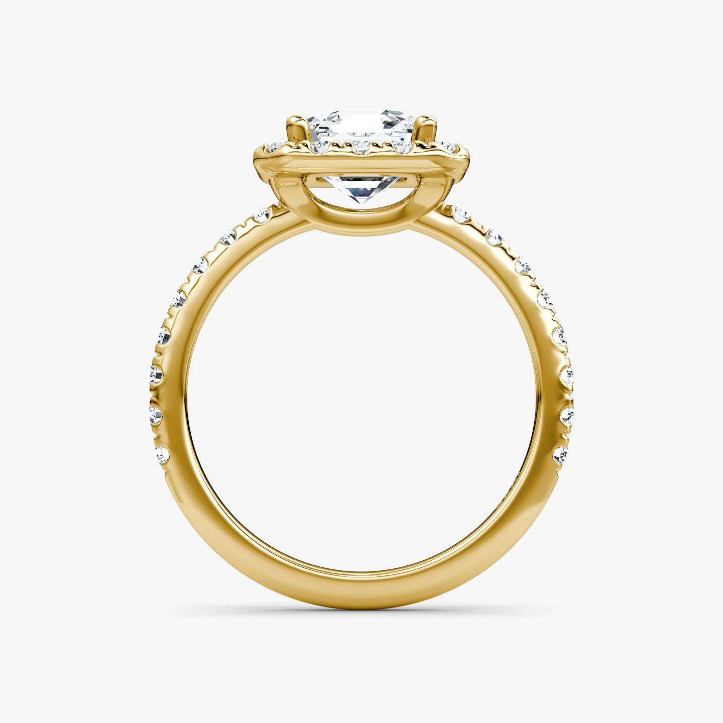 The Halo | Asscher | 18k | 18k Yellow Gold | Halo: Large | Band: Pavé | Diamond orientation: vertical | Carat weight: See full inventory