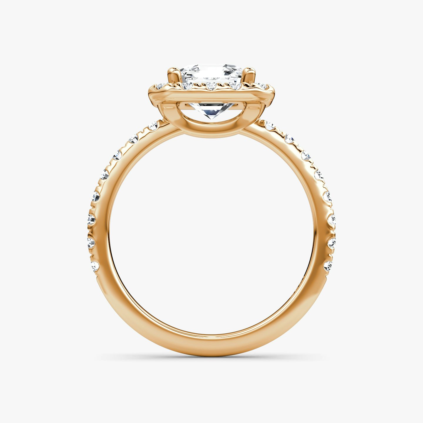 The Halo | Asscher | 14k | 14k Rose Gold | Halo: Large | Band: Pavé | Diamond orientation: vertical | Carat weight: See full inventory
