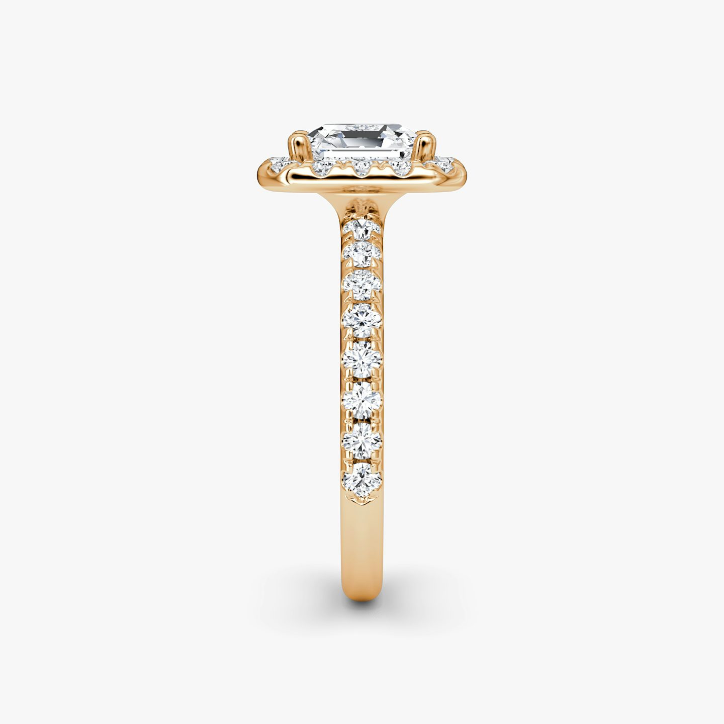 The Halo | Asscher | 14k | 14k Rose Gold | Halo: Large | Band: Pavé | Diamond orientation: vertical | Carat weight: See full inventory