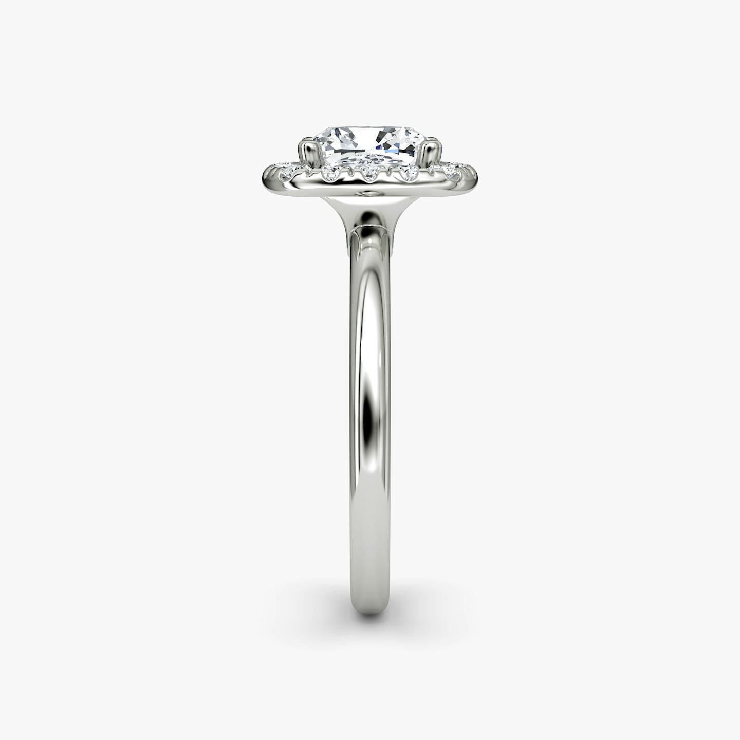 The Halo | Pavé Cushion | 18k | 18k White Gold | Halo: Large | Band: Plain | Diamond orientation: vertical | Carat weight: See full inventory