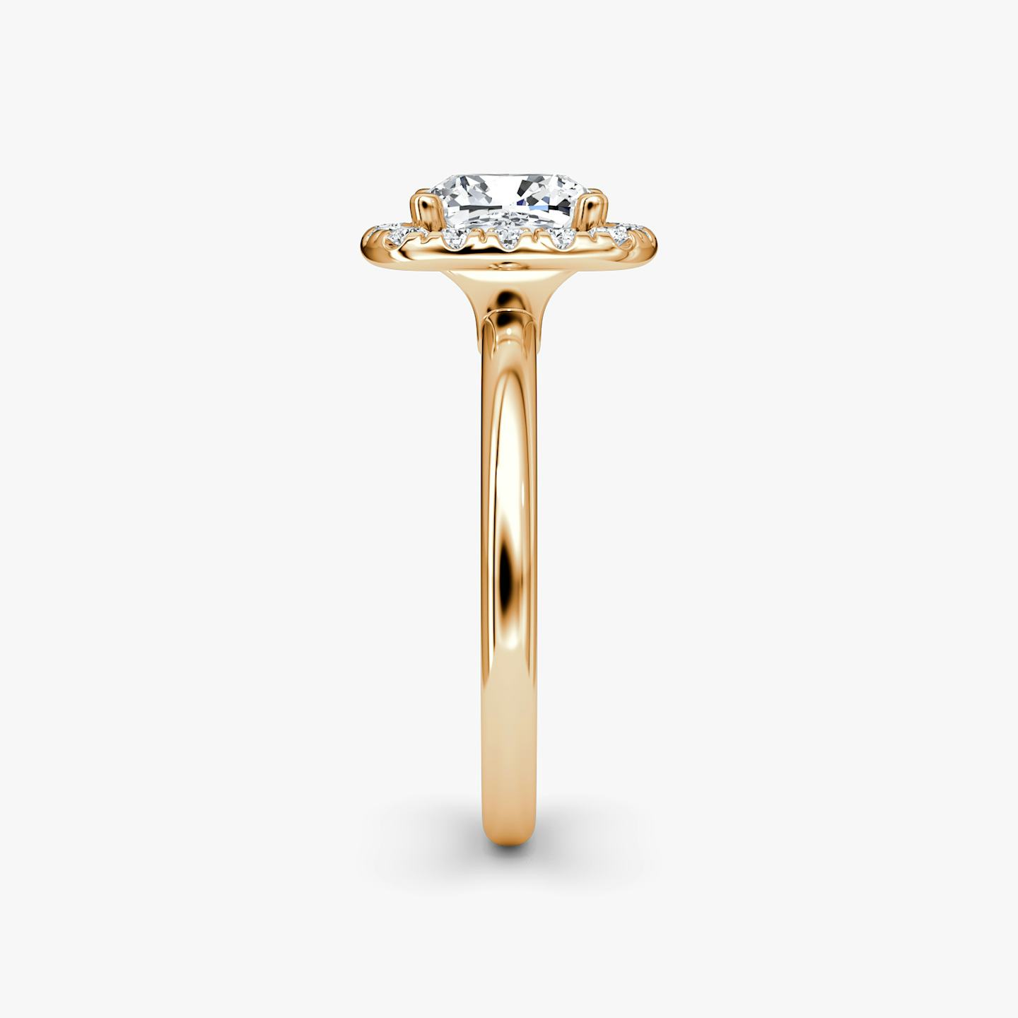 The Halo | Pavé Cushion | 14k | 14k Rose Gold | Halo: Large | Band: Plain | Diamond orientation: vertical | Carat weight: See full inventory