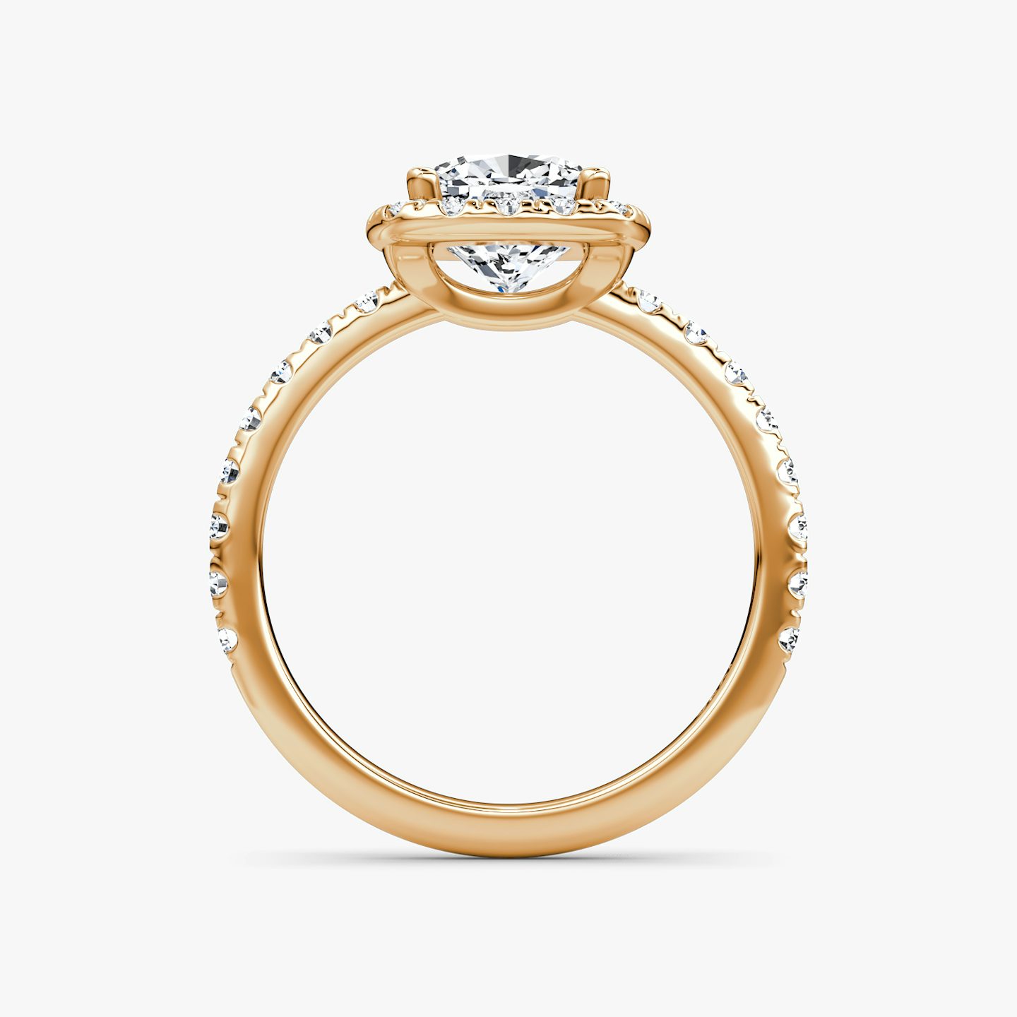 The Halo | Pavé Cushion | 14k | 14k Rose Gold | Halo: Large | Band: Pavé | Diamond orientation: vertical | Carat weight: See full inventory