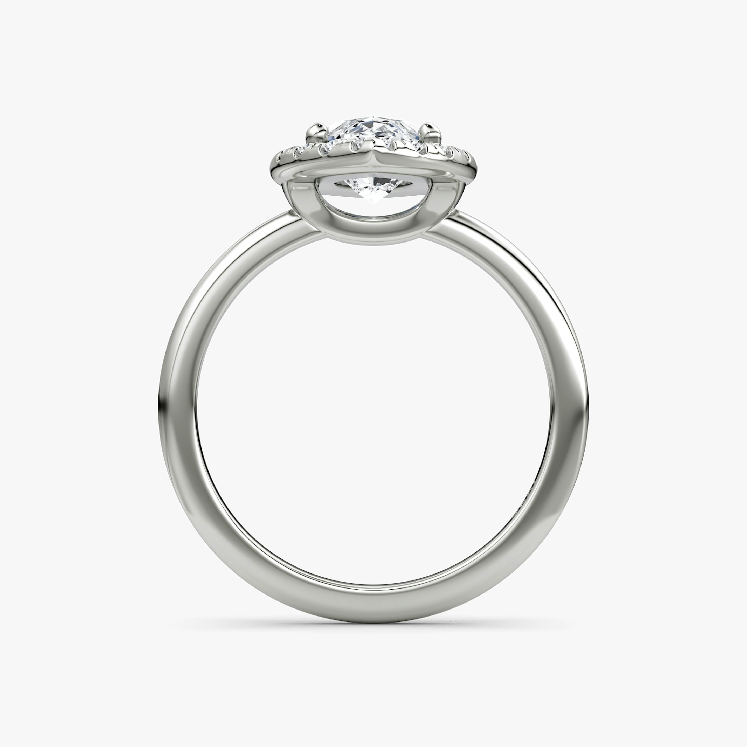 The Halo | Pavé Marquise | Platinum | Halo: Large | Band: Plain | Diamond orientation: vertical | Carat weight: See full inventory