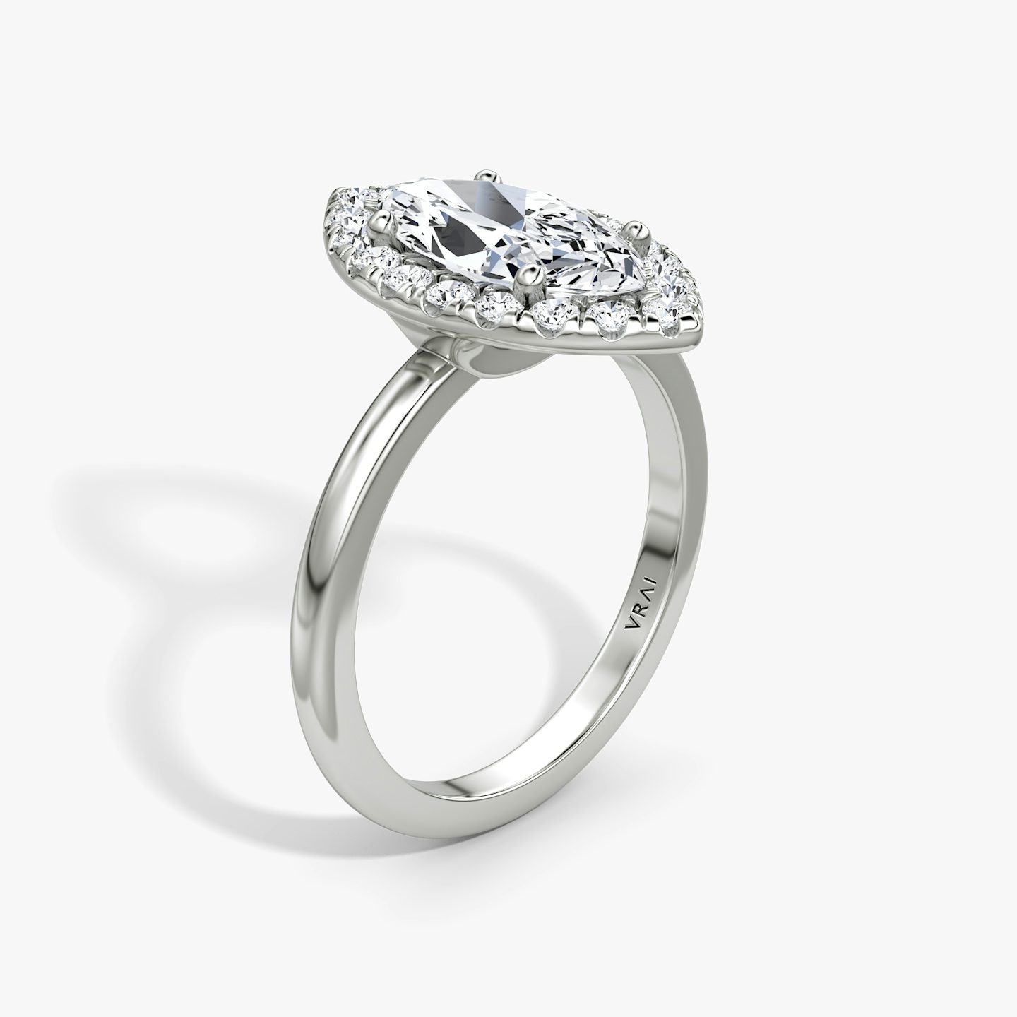 The Halo | Pavé Marquise | 18k | 18k White Gold | Halo: Large | Band: Plain | Diamond orientation: vertical | Carat weight: See full inventory