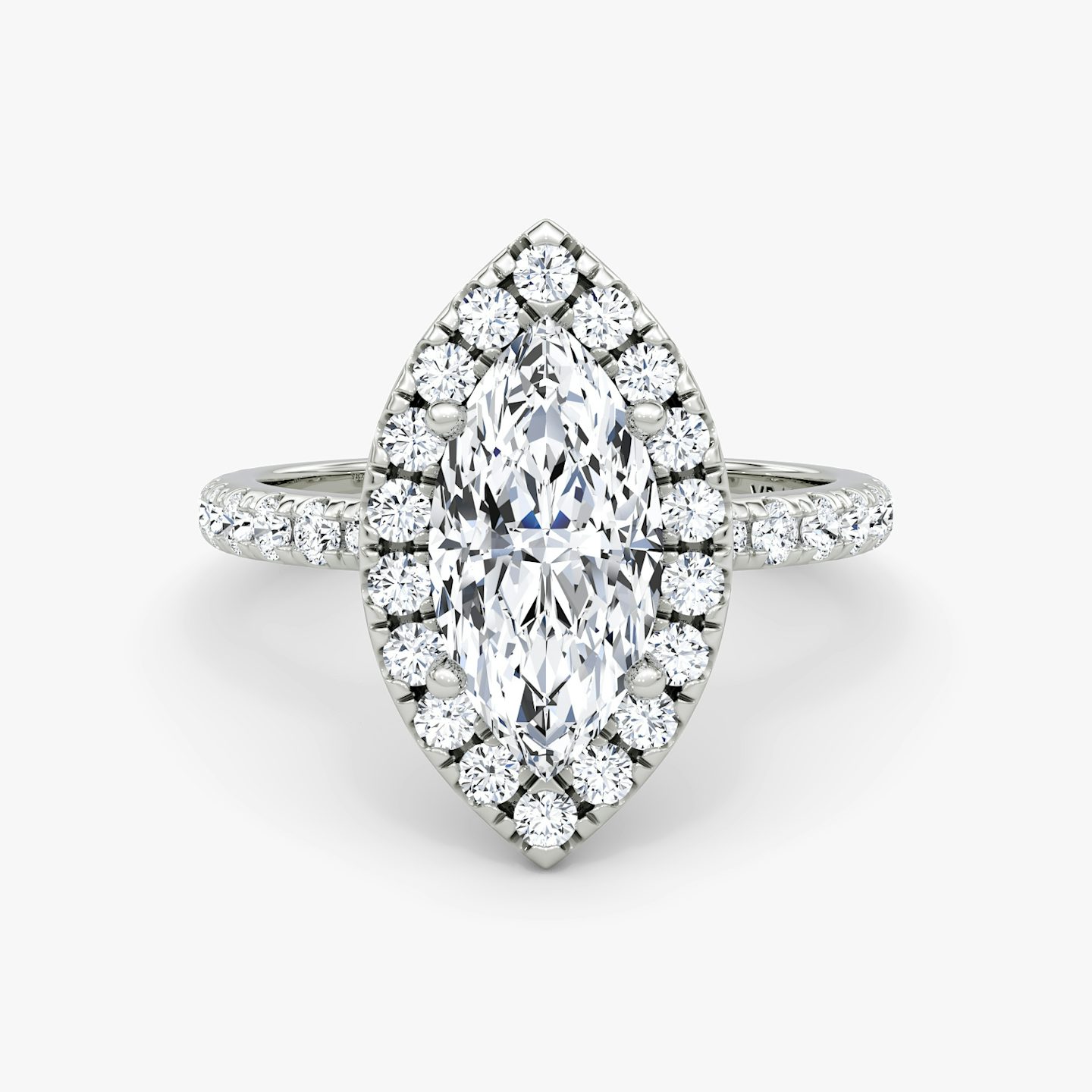 The Halo | Pavé Marquise | 18k | 18k White Gold | Halo: Large | Band: Pavé | Diamond orientation: vertical | Carat weight: See full inventory