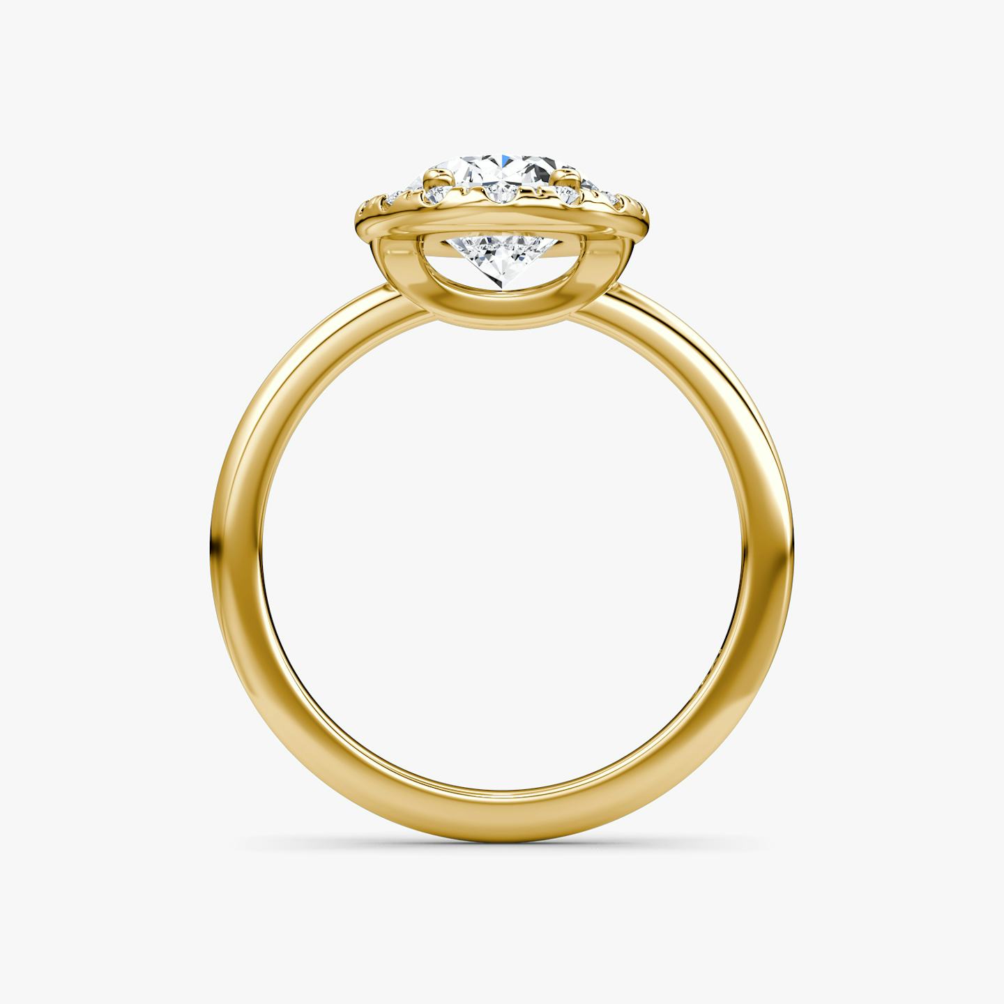 The Halo | Oval | 18k | 18k Yellow Gold | Halo: Large | Band: Plain | Diamond orientation: vertical | Carat weight: See full inventory
