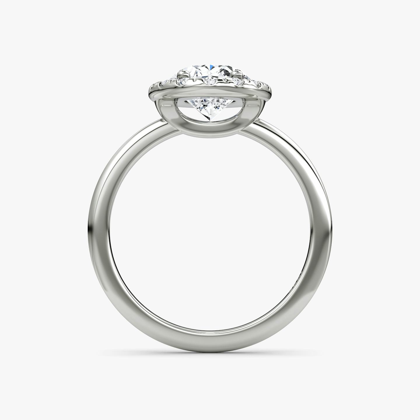 The Halo | Oval | 18k | 18k White Gold | Halo: Large | Band: Plain | Diamond orientation: vertical | Carat weight: See full inventory