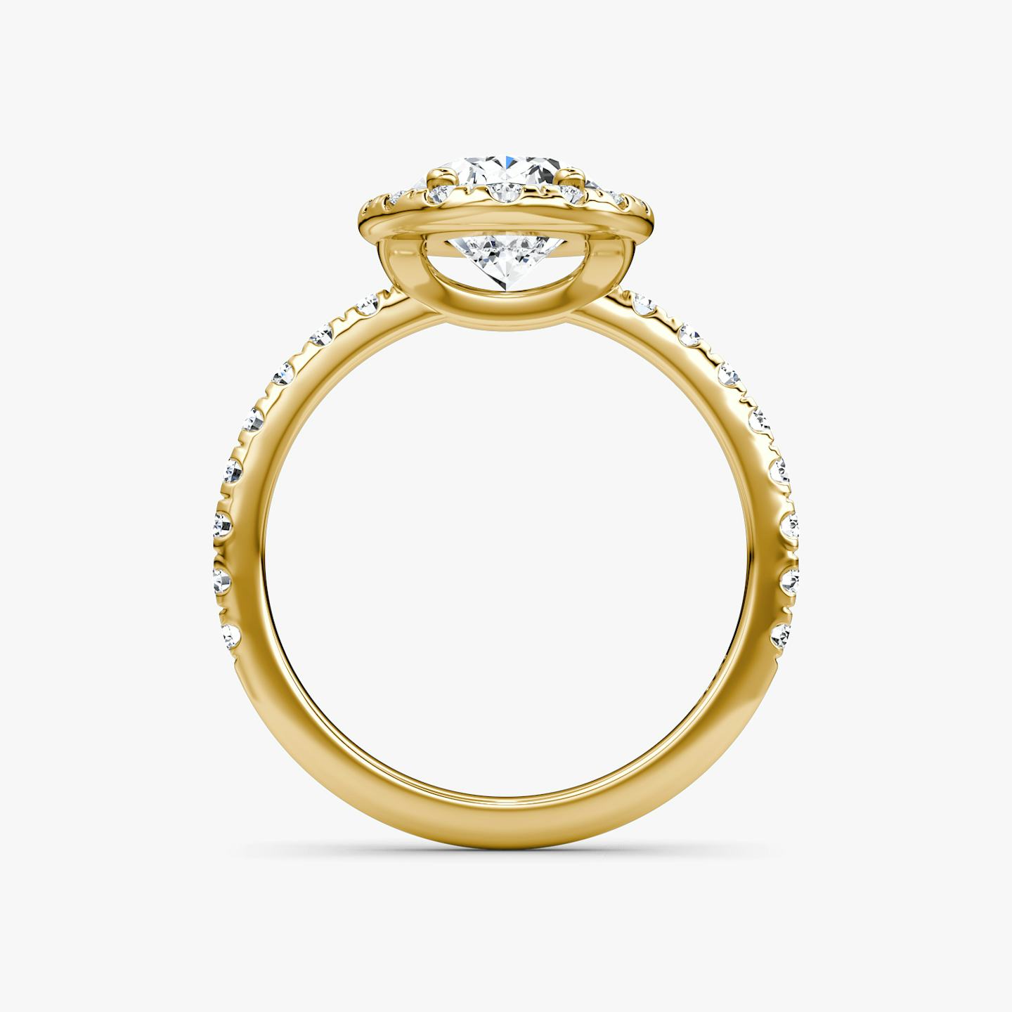 The Halo | Oval | 18k | 18k Yellow Gold | Halo: Large | Band: Pavé | Diamond orientation: vertical | Carat weight: See full inventory
