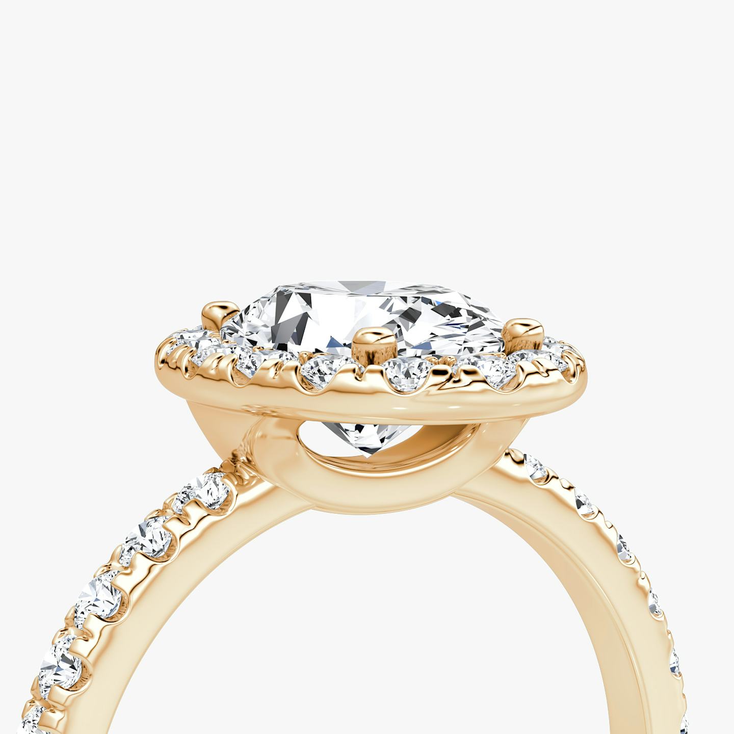 The Halo | Oval | 14k | 14k Rose Gold | Halo: Large | Band: Pavé | Diamond orientation: vertical | Carat weight: See full inventory