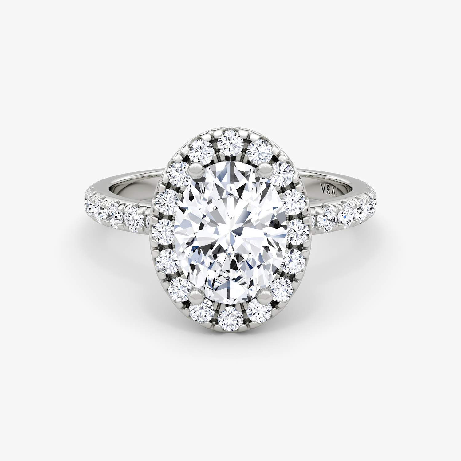 Platinum Oval Halo Engagement Ring