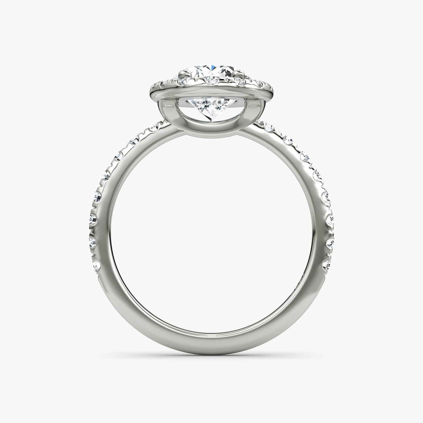 The Halo | Oval | 18k | 18k White Gold | Halo: Large | Band: Pavé | Diamond orientation: vertical | Carat weight: See full inventory