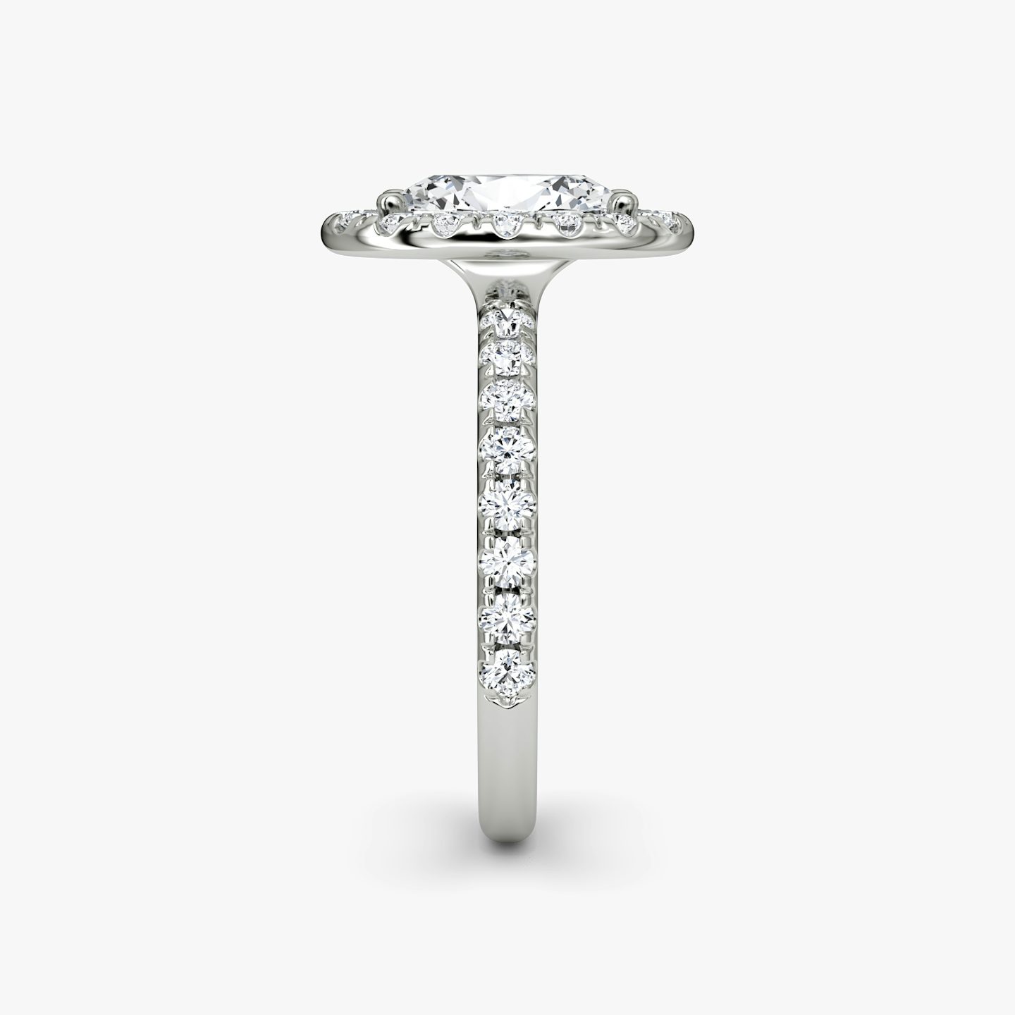 The Halo | Oval | 18k | 18k White Gold | Halo: Large | Band: Pavé | Diamond orientation: vertical | Carat weight: See full inventory