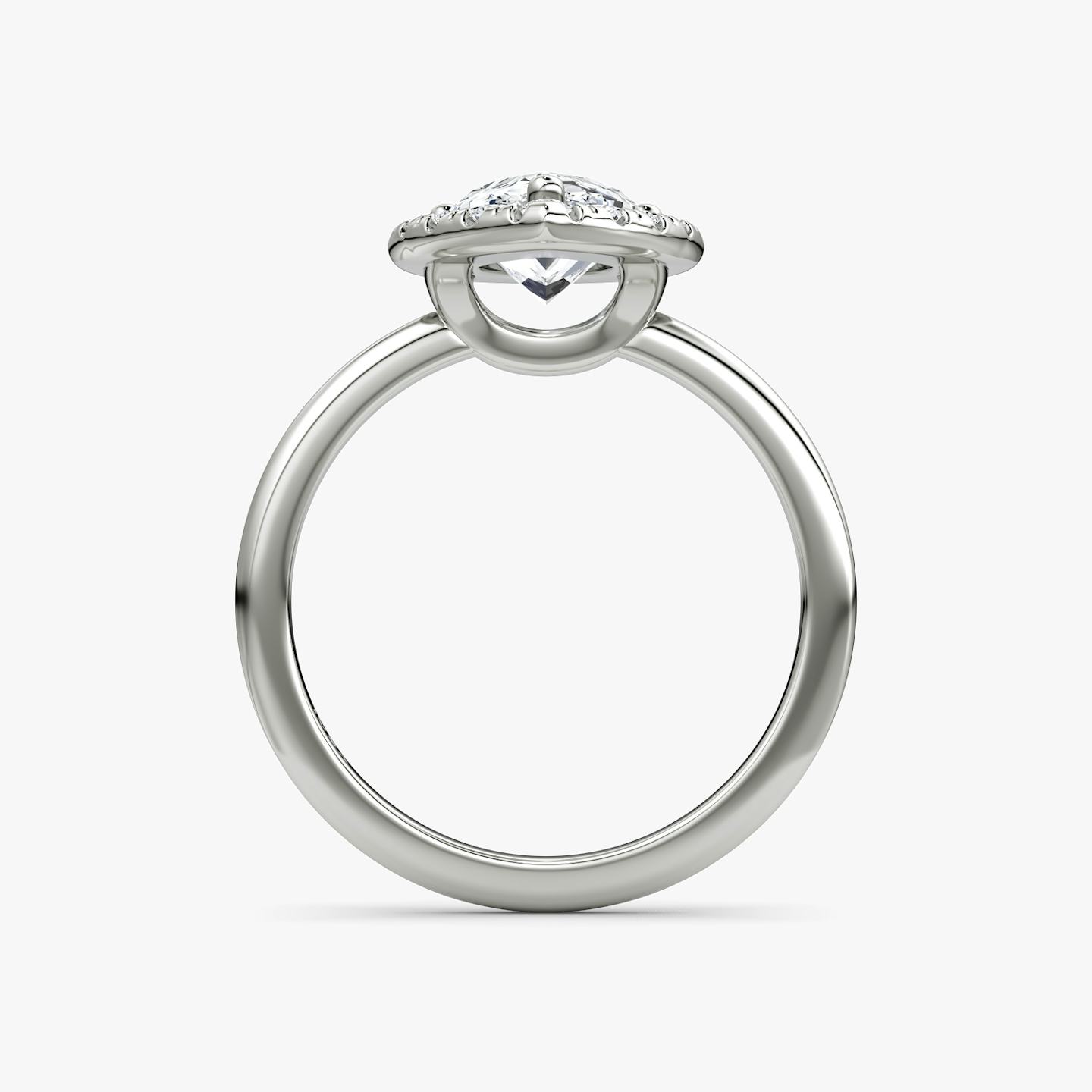 The Halo | Pear | Platinum | Halo: Large | Band: Plain | Diamond orientation: vertical | Carat weight: See full inventory
