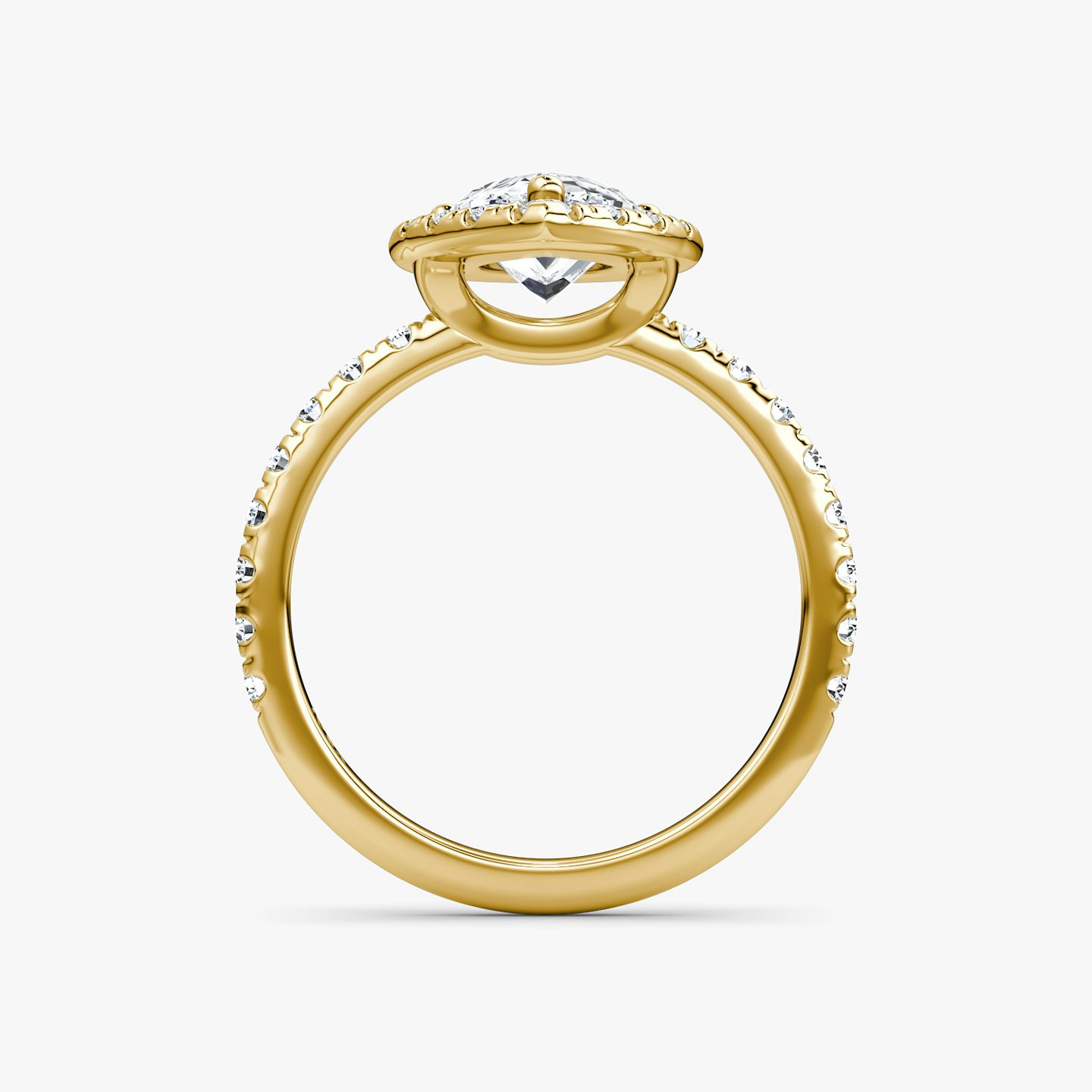 The Halo | Pear | 18k | 18k Yellow Gold | Halo: Large | Band: Pavé | Diamond orientation: vertical | Carat weight: See full inventory