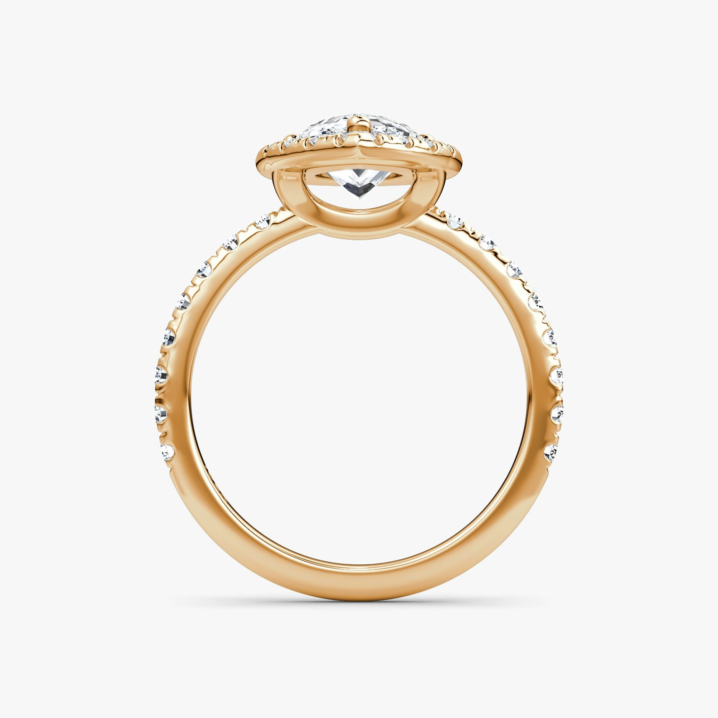 The Halo | Pear | 14k | 14k Rose Gold | Halo: Large | Band: Pavé | Diamond orientation: vertical | Carat weight: See full inventory