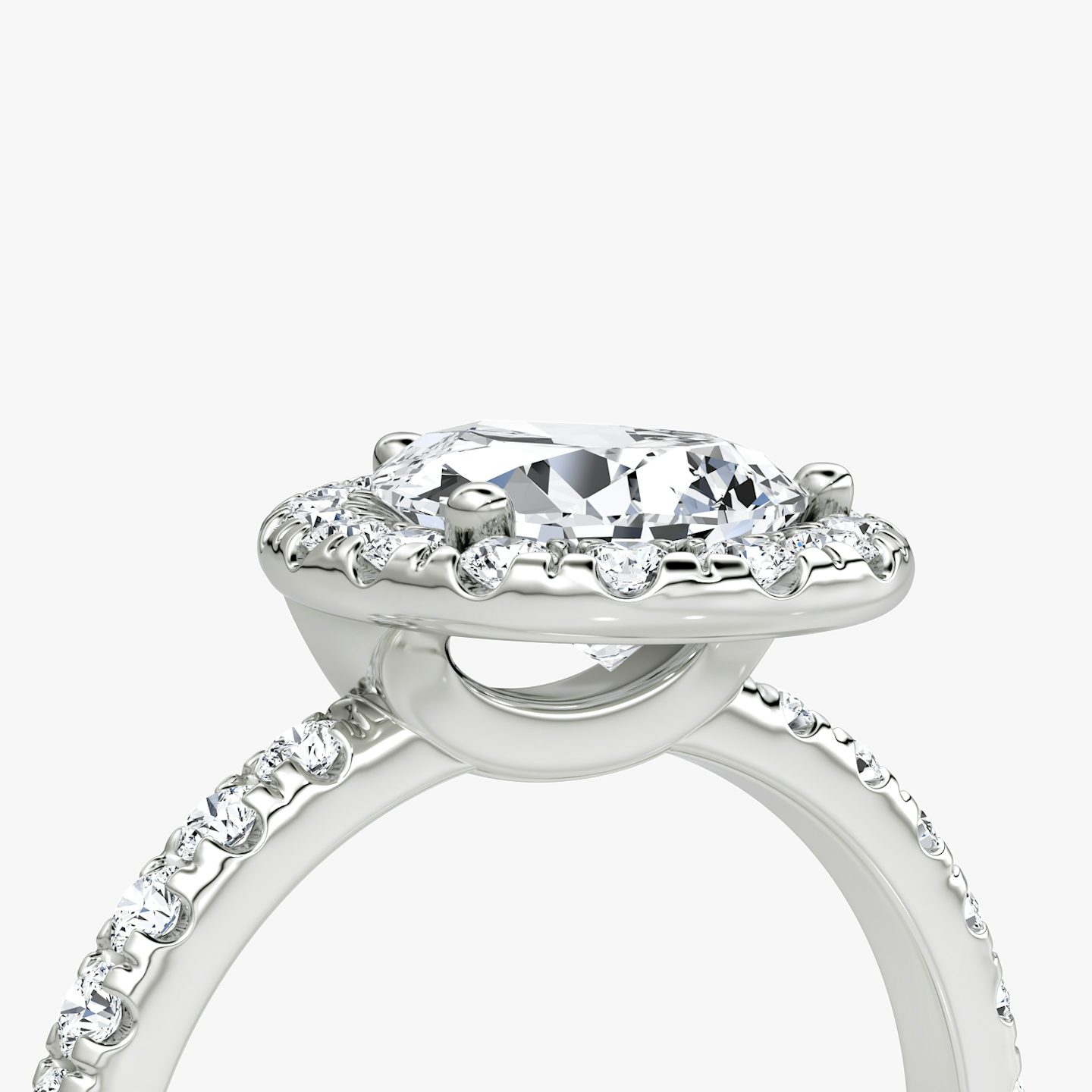The Halo | Pear | 18k | 18k White Gold | Halo: Large | Band: Pavé | Diamond orientation: vertical | Carat weight: See full inventory