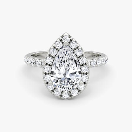 Halo Pear Pave Diamond Ring
