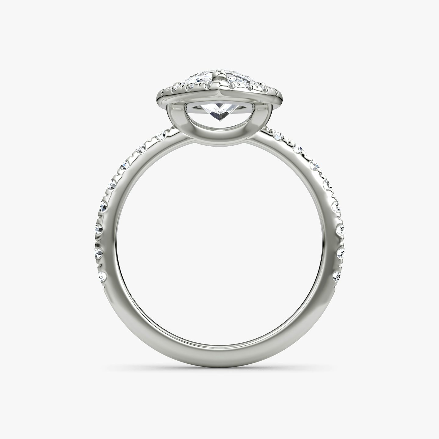 The Halo | Pear | Platinum | Halo: Large | Band: Pavé | Diamond orientation: vertical | Carat weight: See full inventory