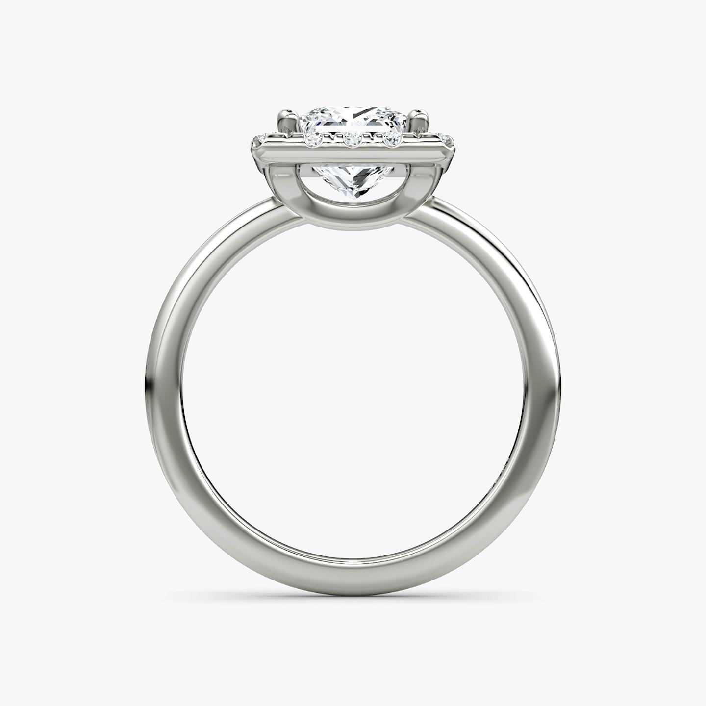 The Halo | Princess | 18k | 18k White Gold | Halo: Large | Band: Plain | Diamond orientation: vertical | Carat weight: See full inventory