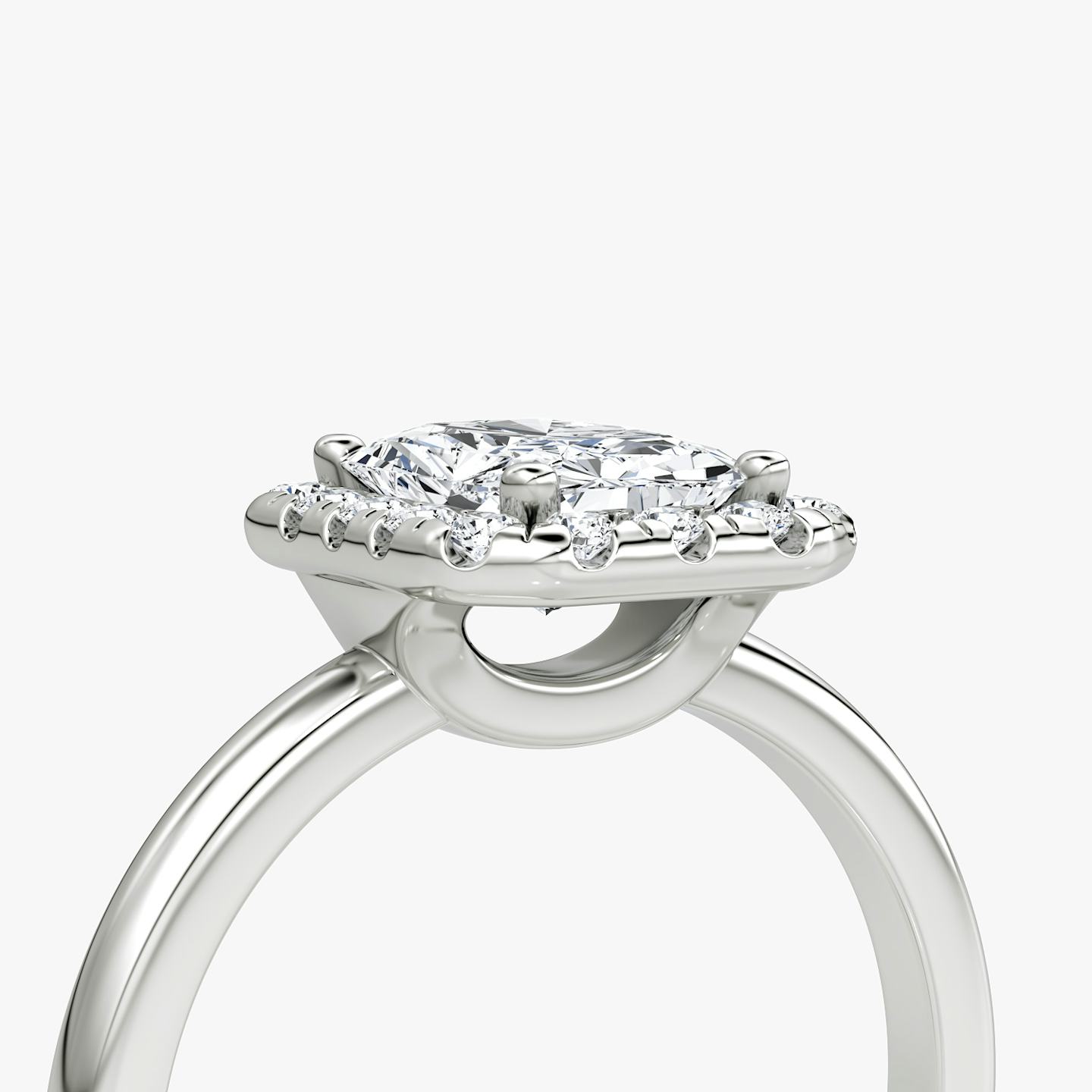The Halo | Radiant | 18k | 18k White Gold | Halo: Large | Band: Plain | Diamond orientation: vertical | Carat weight: See full inventory
